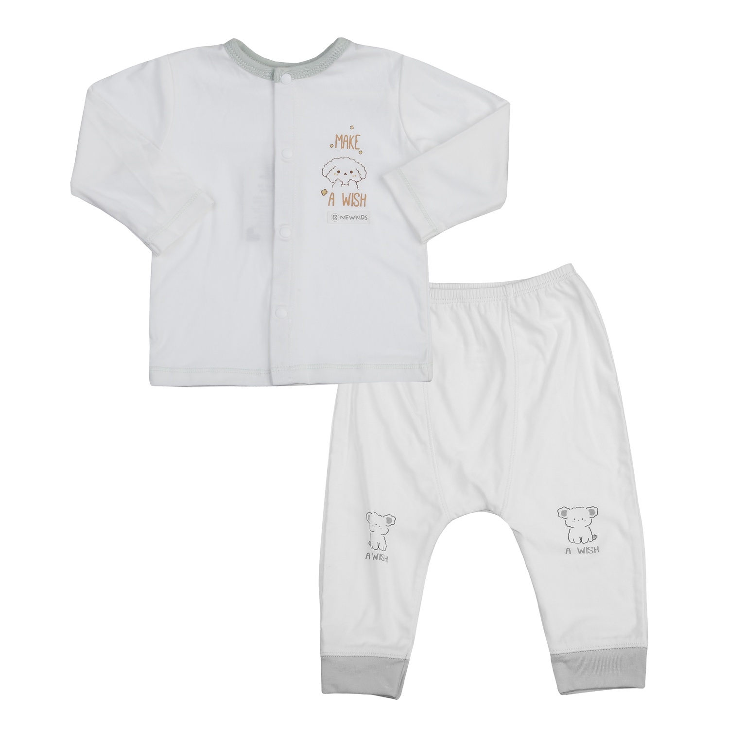 Bộ dài cài giữa KidsPlaza Otis in cún ND25T (Trắng xanh) 