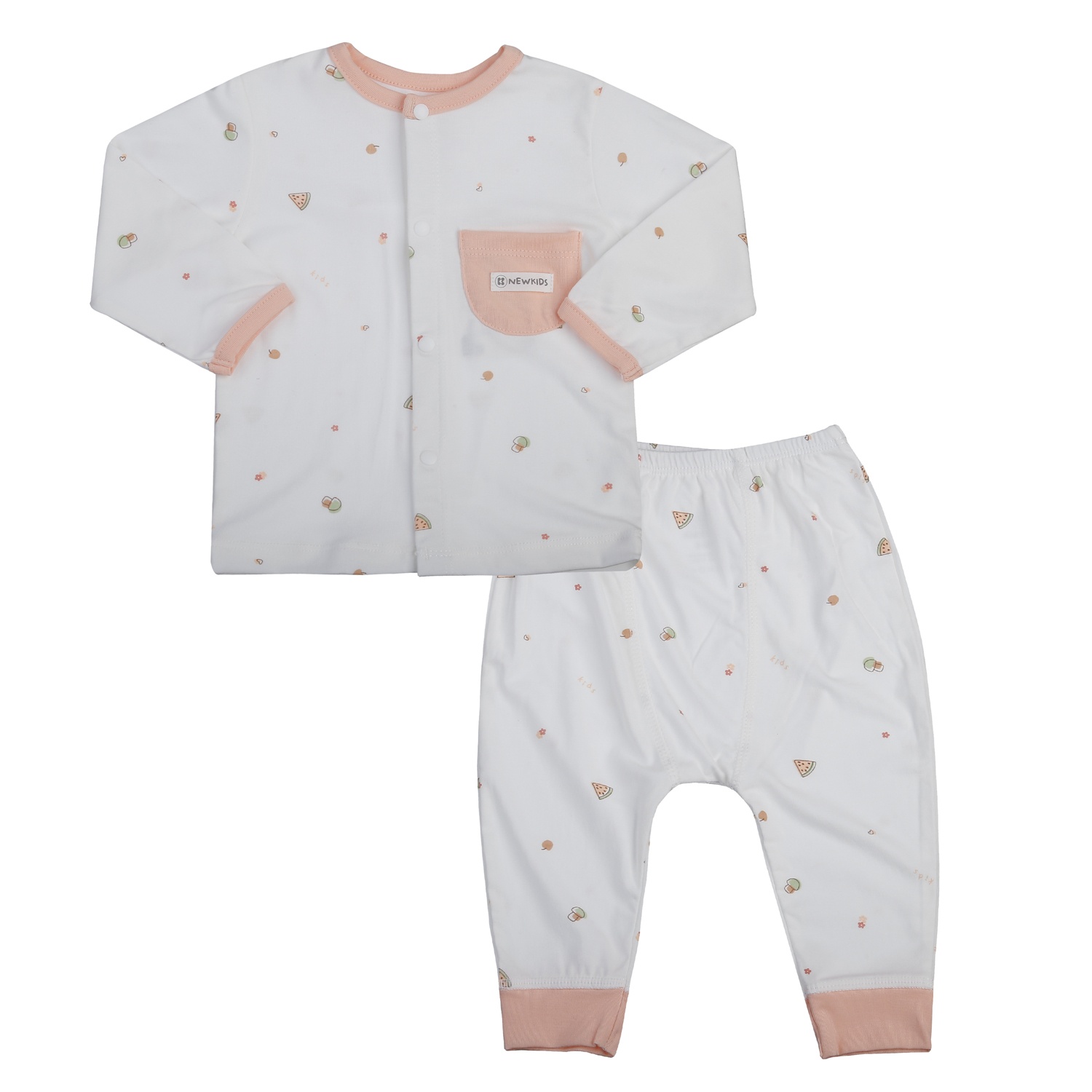 Bộ dài cài giữa KidsPlaza Otis in dưa ND25T (Trắng hồng) 3-6M