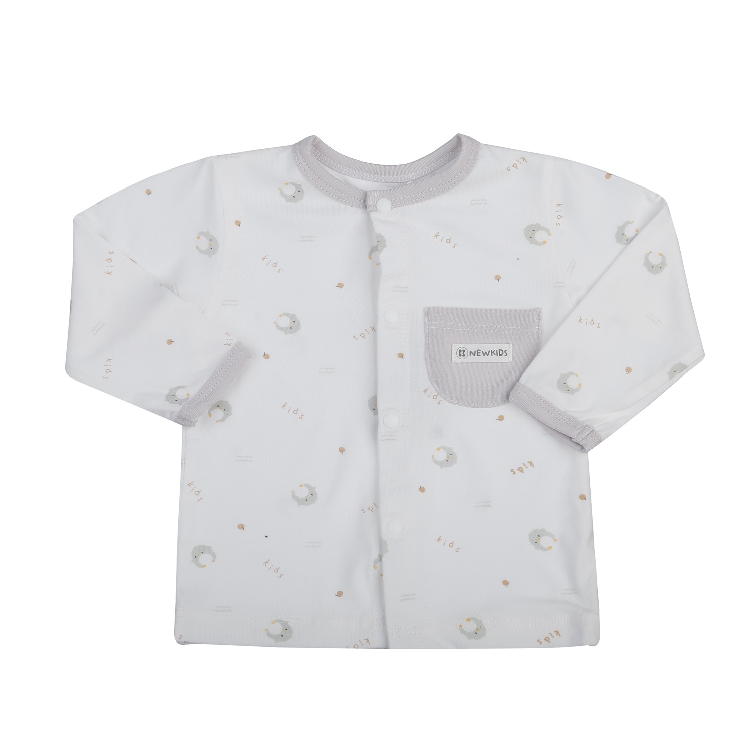 Bộ dài cài giữa KidsPlaza Otis in gà ND25T (Trắng Tím) 3-6M