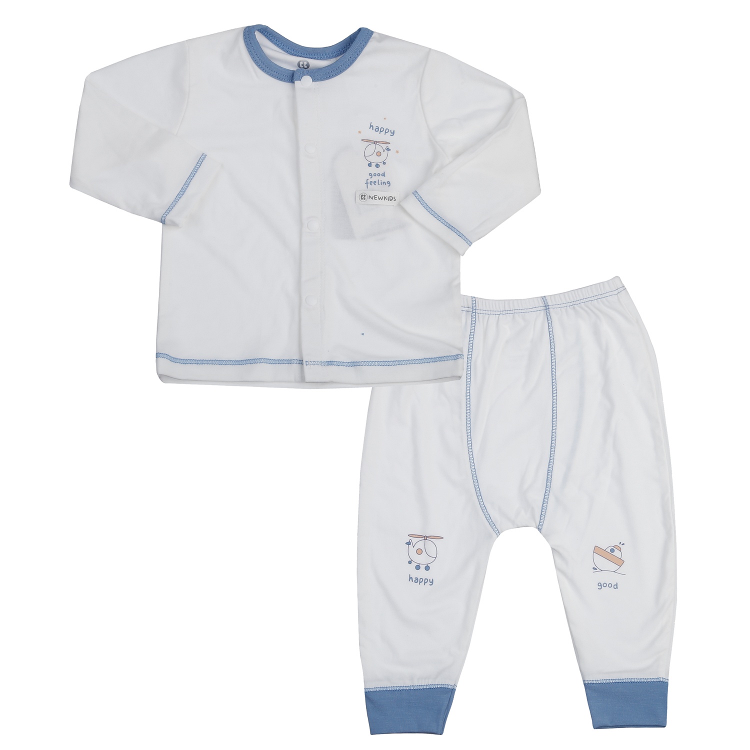 Bộ dài cài giữa KidsPlaza Otis in máy bay ND25T (Trắng xanh)