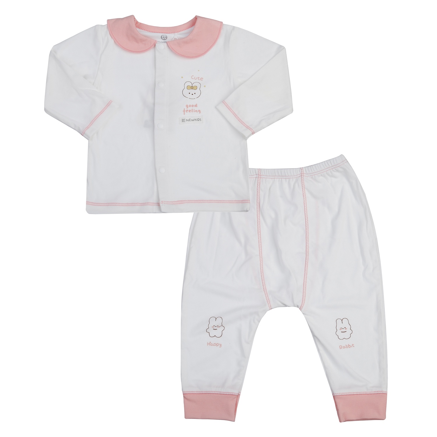 Bộ dài cài giữa KidsPlaza Otis in thỏ ND25T (Trắng hồng)