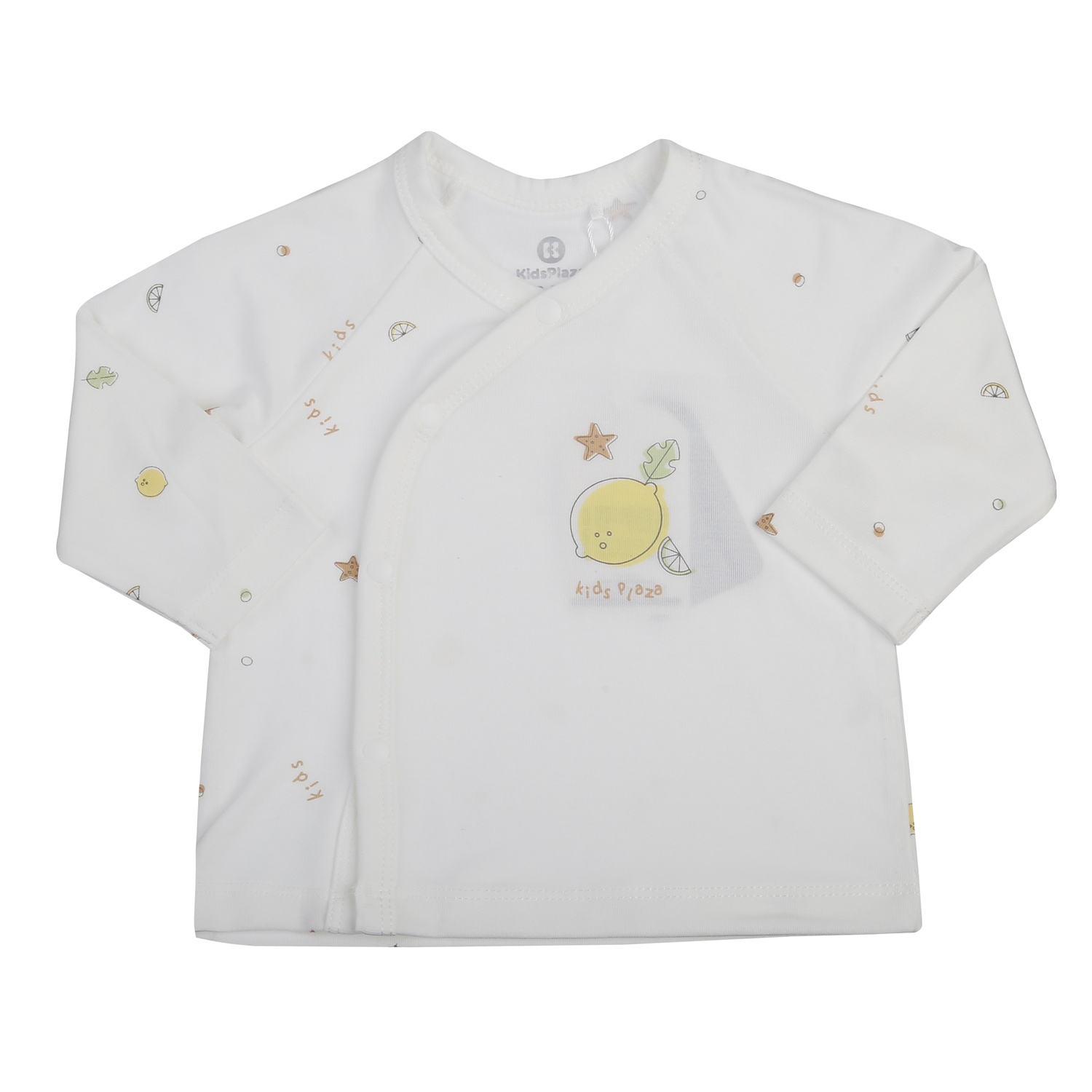 Bộ dài cài lệch KidsPlaza Otis in chanh ND25T (Trắng)