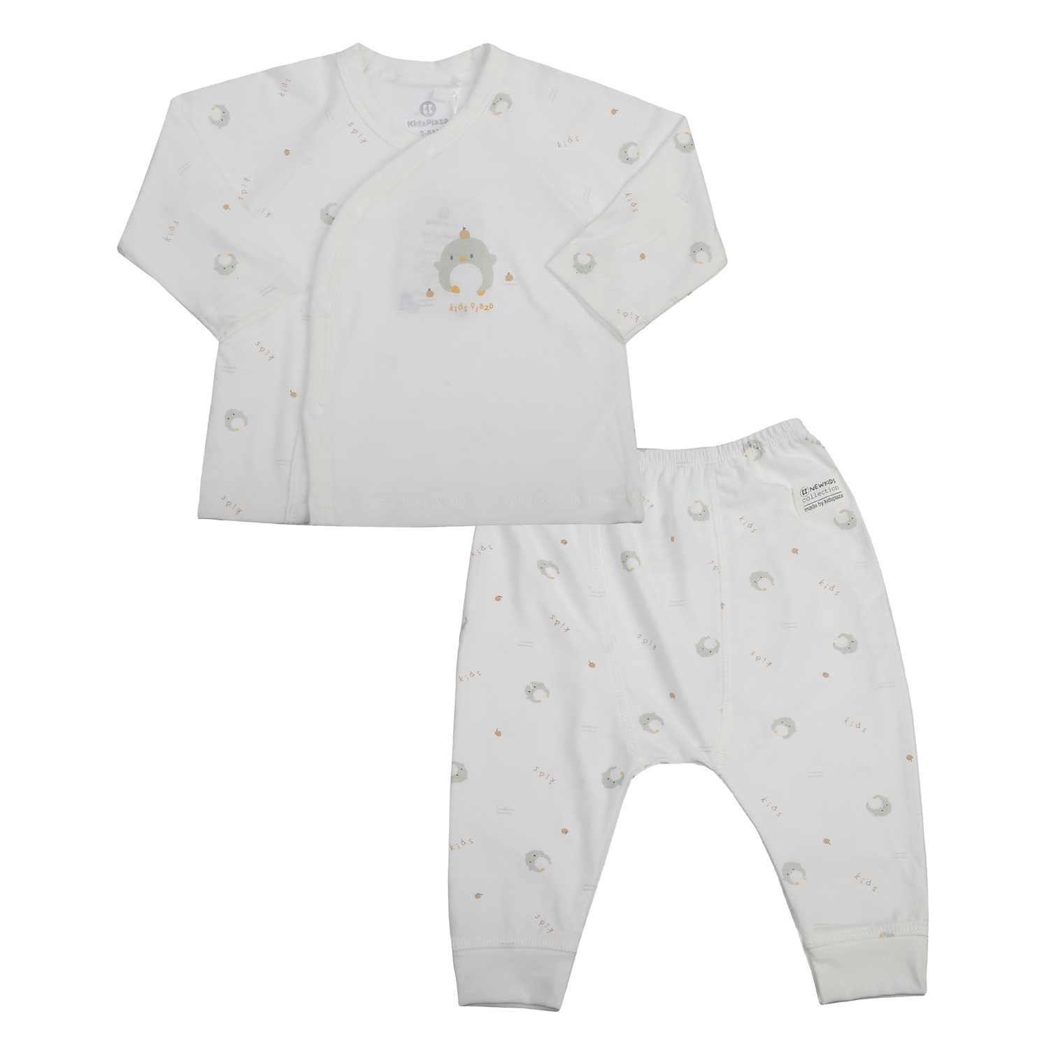 Bộ dài cài lệch KidsPlaza Otis in gà ND25T (Trắng)