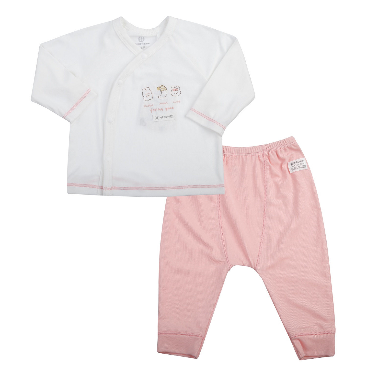 Bộ dài cài lệch KidsPlaza Otis in thỏ ND25T (Hồng)