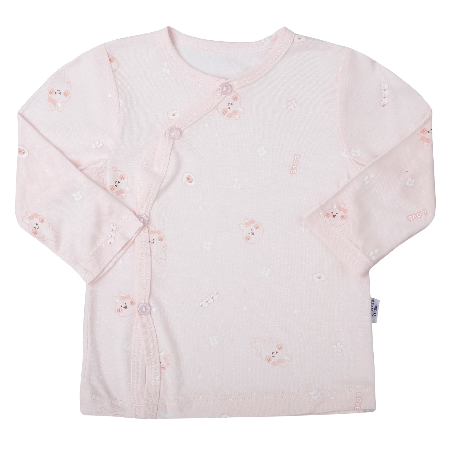 Bộ dài cài lệch Kiza in thỏ BA25H (Hồng)