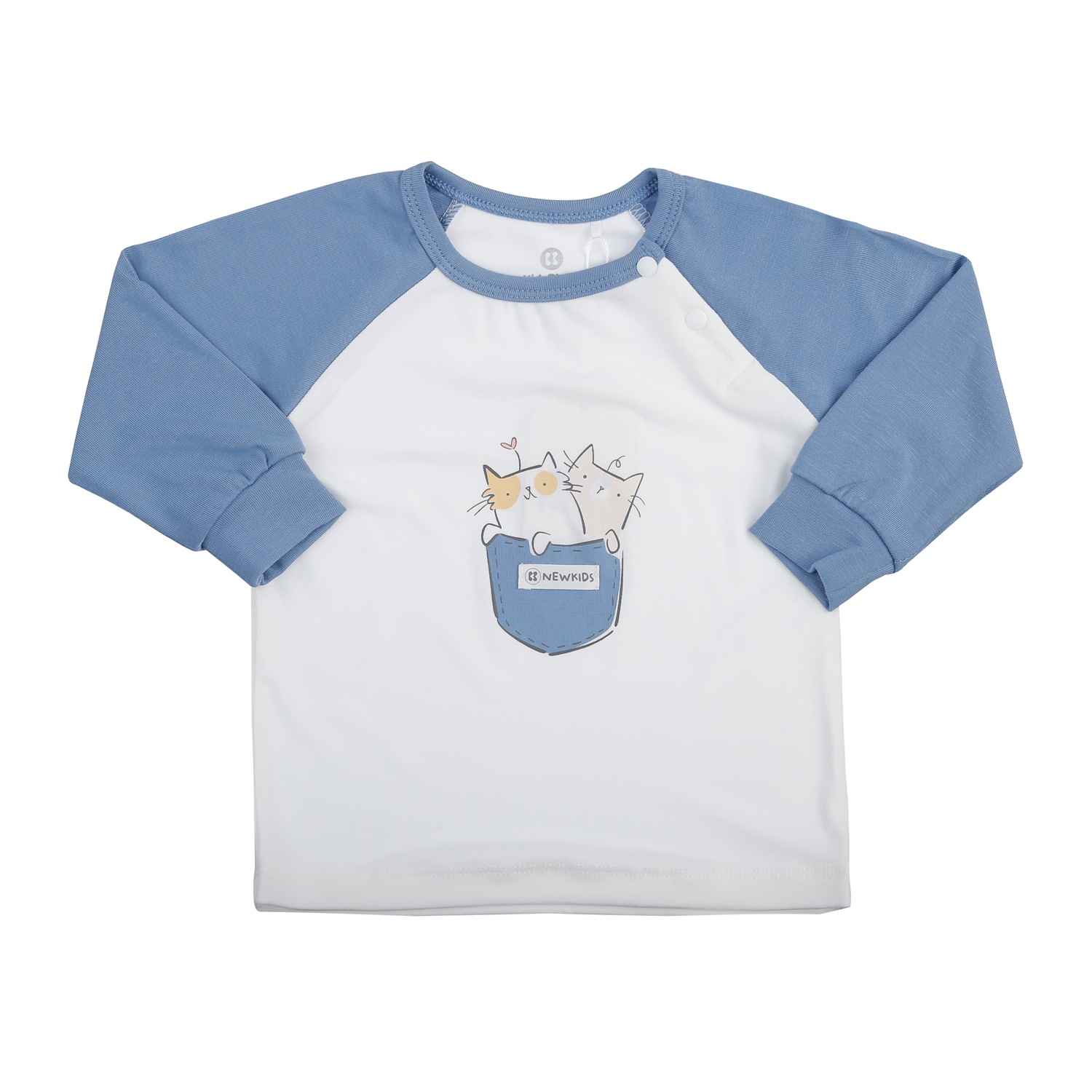 Bộ dài cài vai KidsPlaza Otis in 2 mèo ND25T (Trắng xanh)