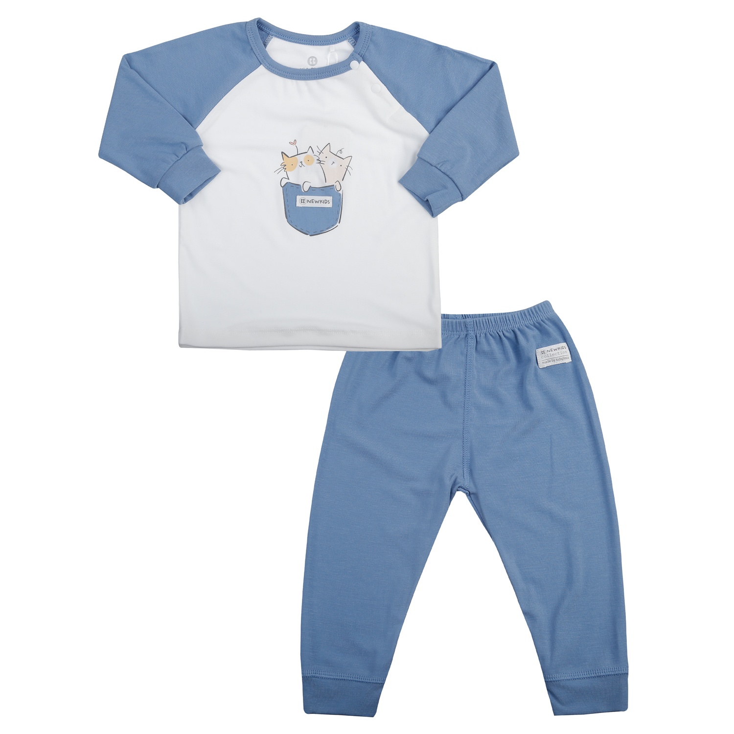 Bộ dài cài vai KidsPlaza Otis in 2 mèo ND25T (Trắng xanh)