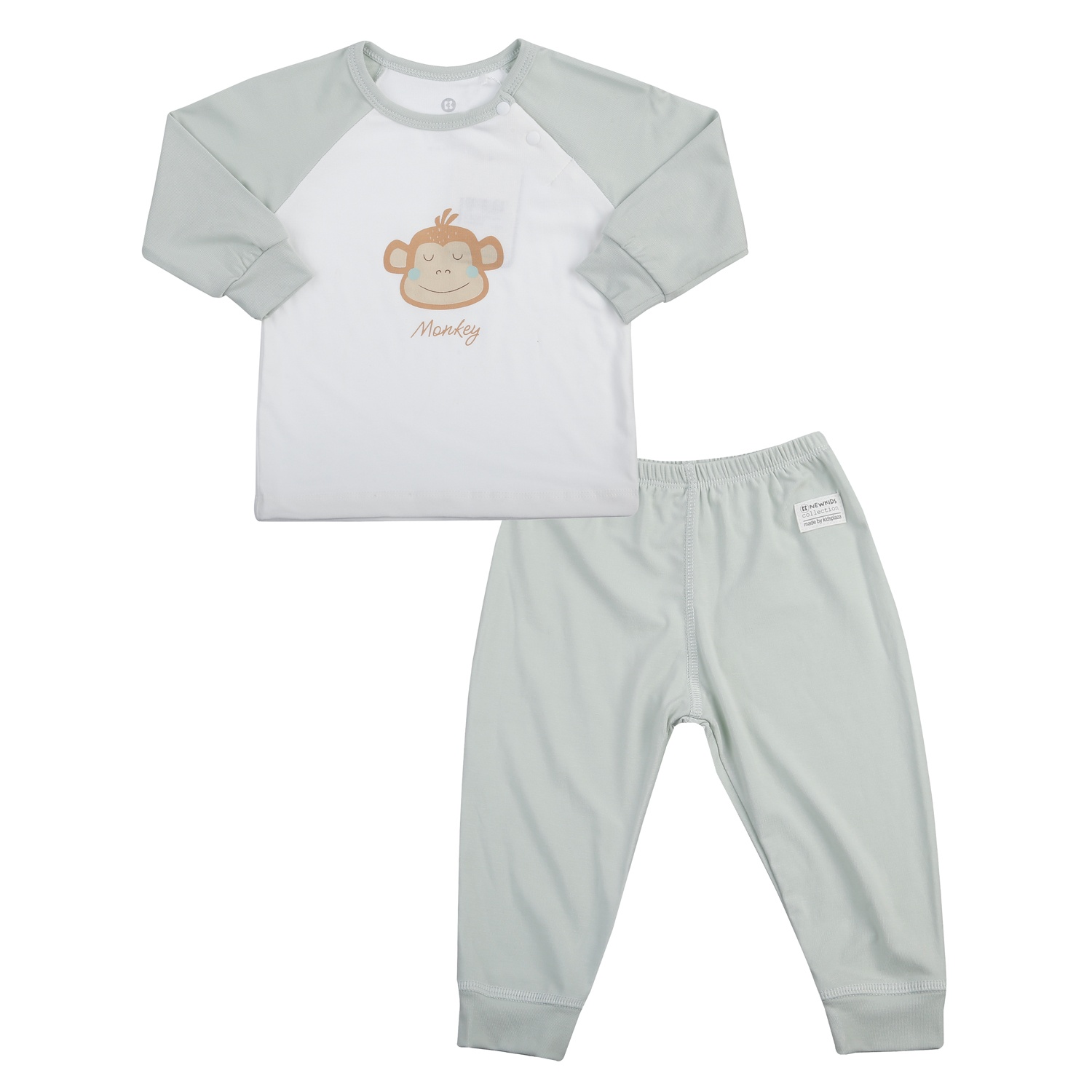 Bộ dài cài vai KidsPlaza Otis in khỉ ND25T (Trắng xanh) 