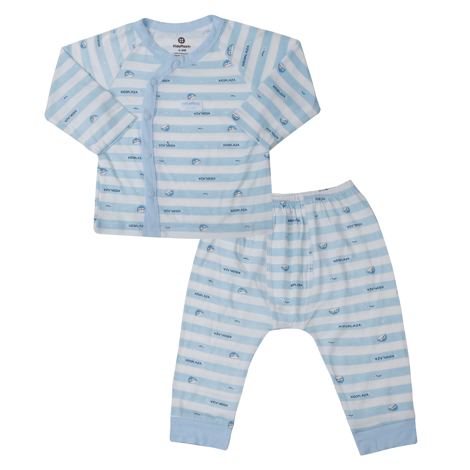 Bộ quần áo cài lệch cho bé KidsPlaza kẻ ngang M25T (Xanh dương) 