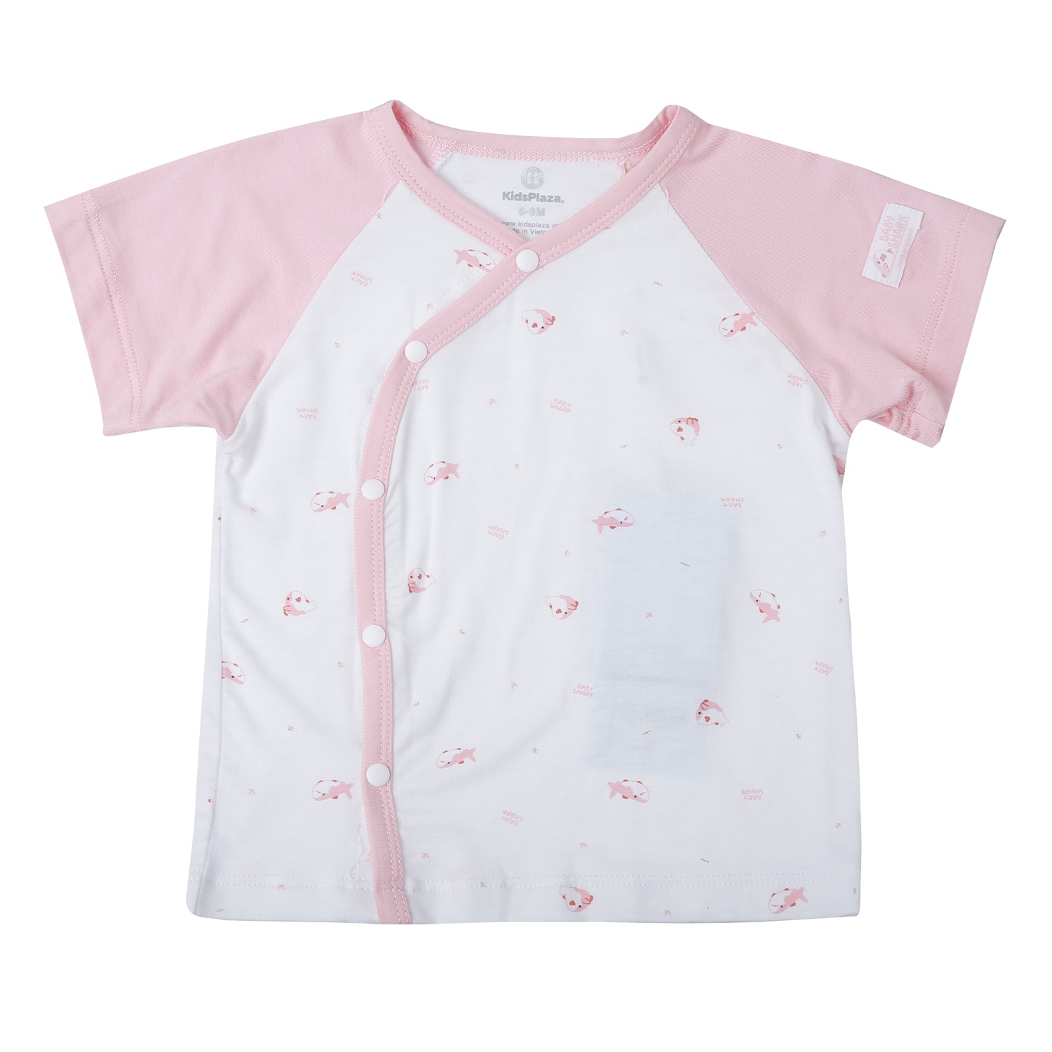Bộ quần áo cộc cài lệch KidsPlaza in cá TT25H (Trắng hồng)