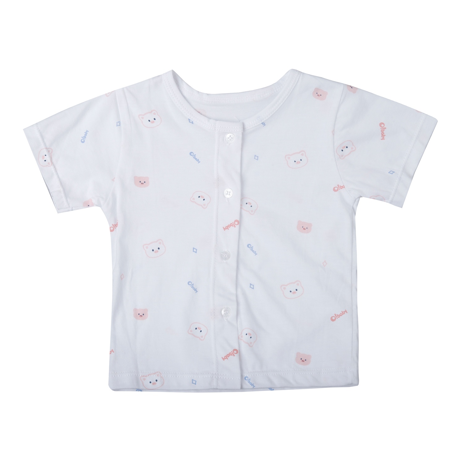  Bộ quần áo cộc tay cài giữa O!Baby in heo DN25 (Trắng) hình 2