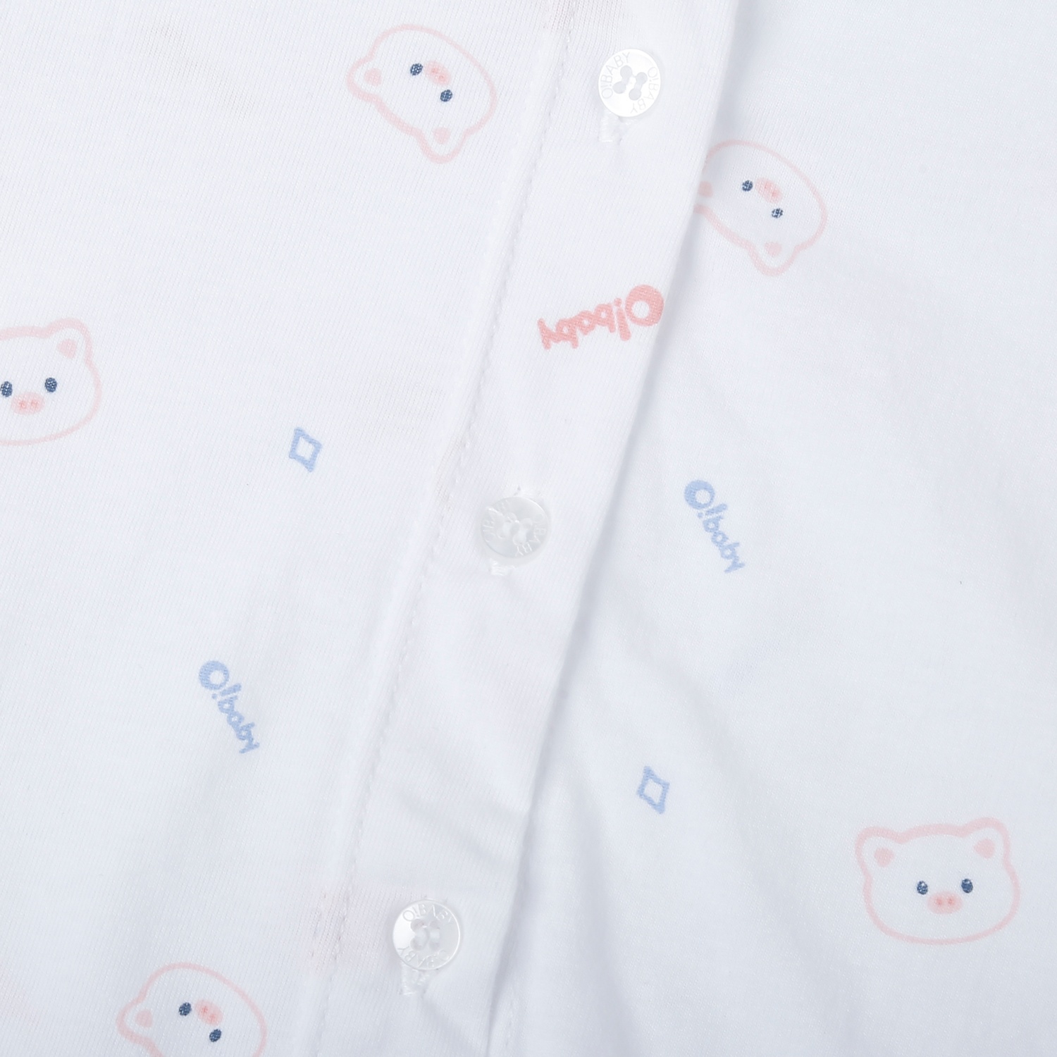  Bộ quần áo cộc tay cài giữa O!Baby in heo DN25 (Trắng) hình 3