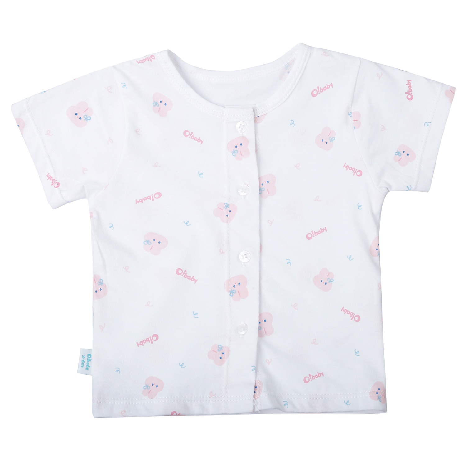 Bộ quần áo cộc tay cài giữa O!Baby in thỏ DN25 (Trắng) hình 2