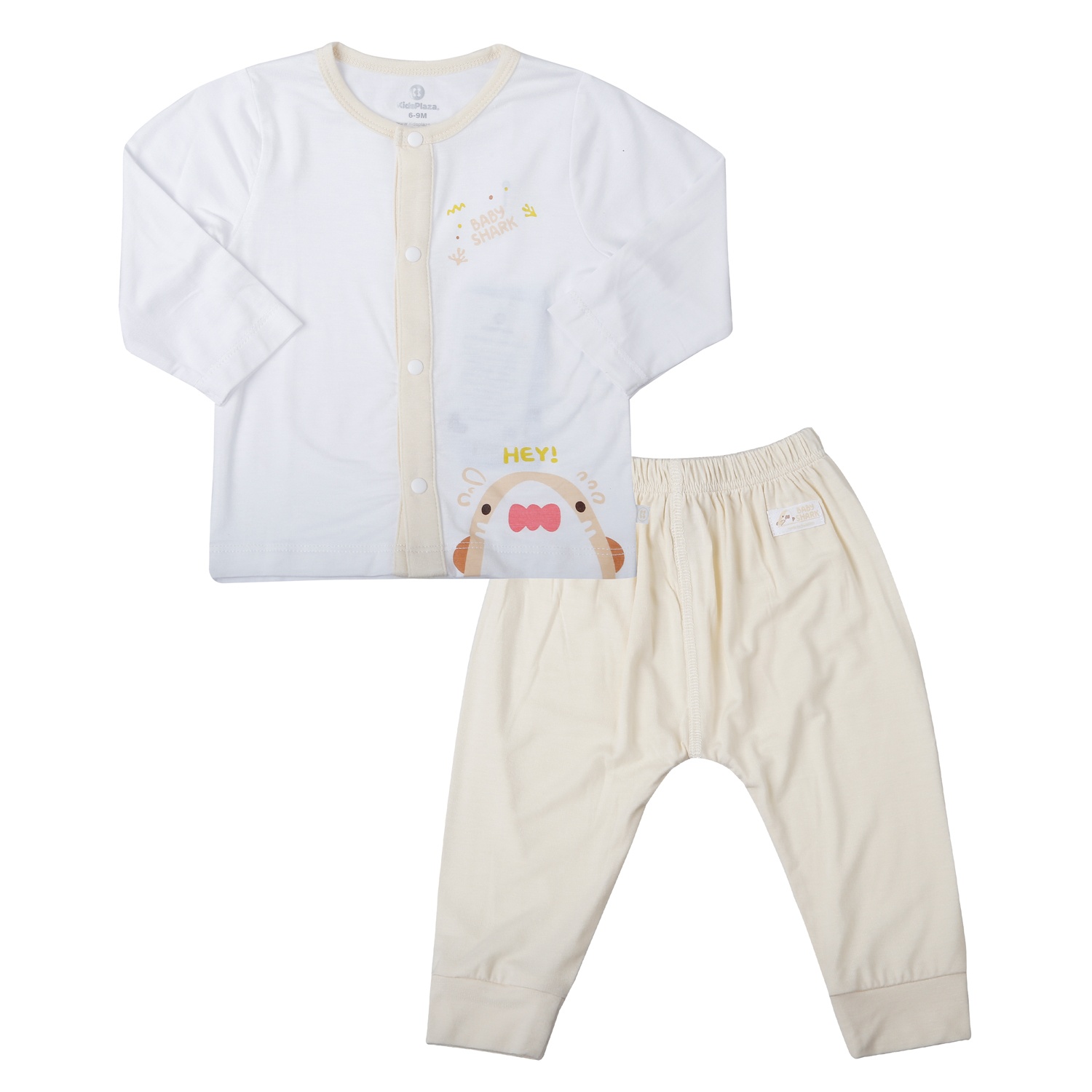 Bộ quần áo dài cài giữa KidsPlaza in cá TT25H (Trắng be)