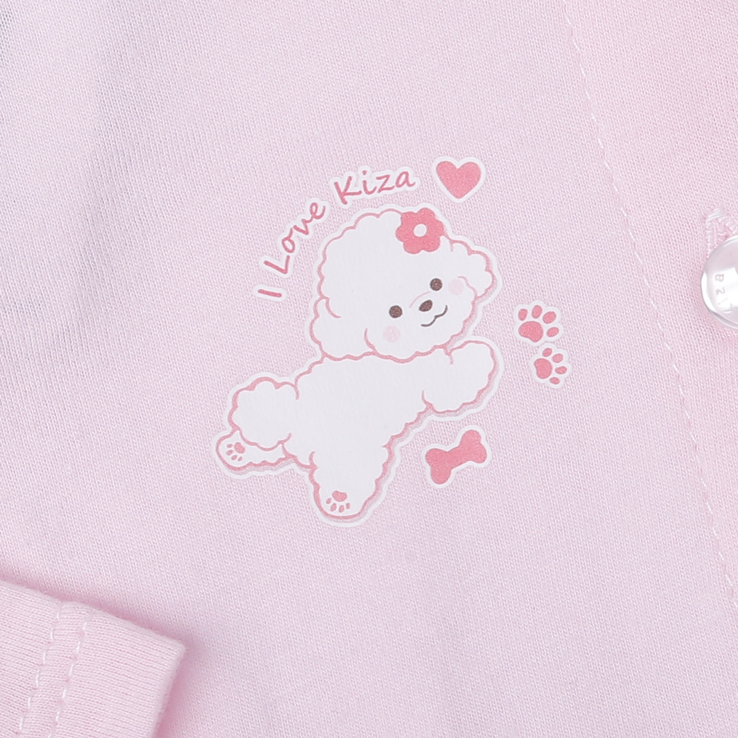 Bộ quần áo dài cài giữa Kiza in chó (Hồng)