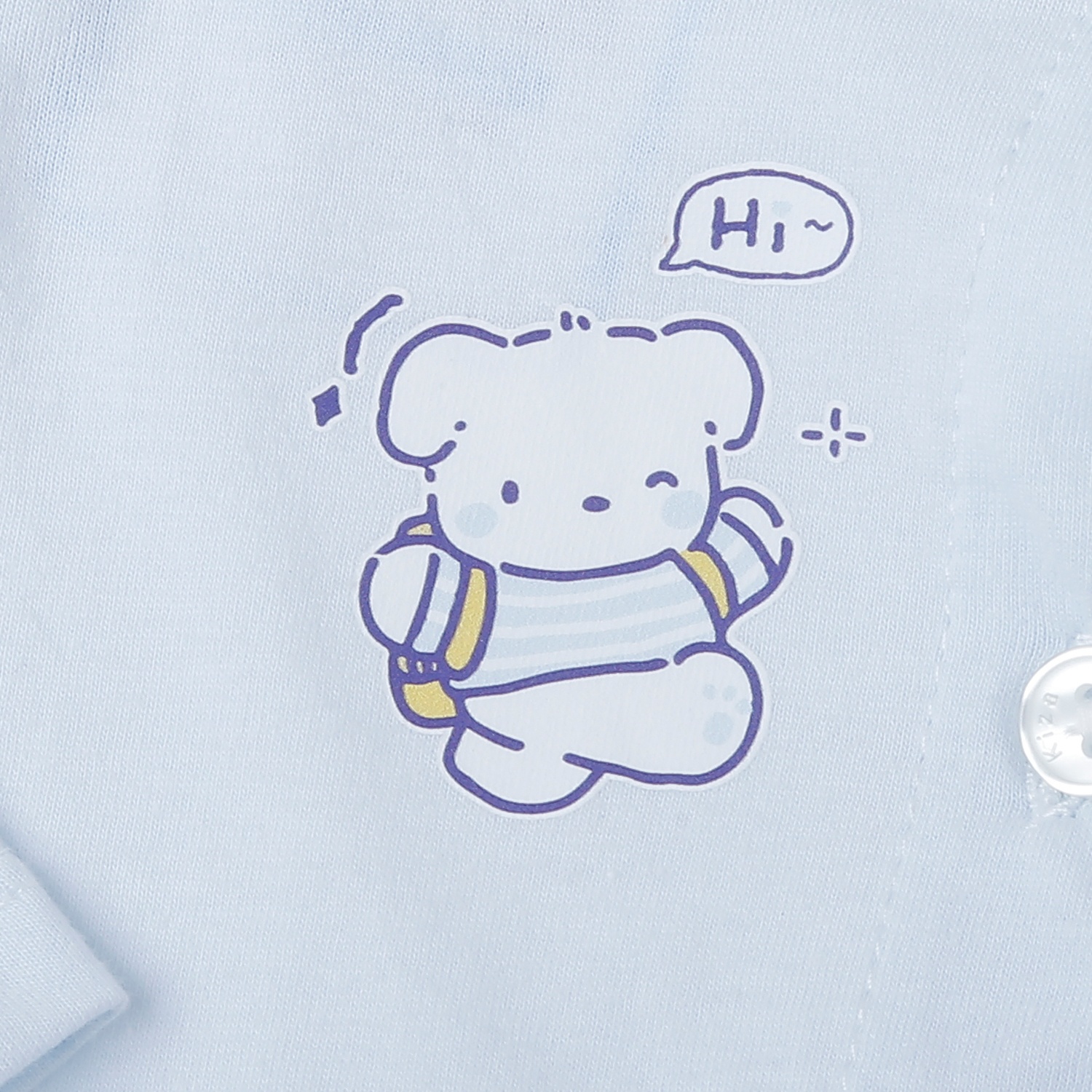 Bộ quần áo dài cài giữa Kiza in gấu (Xanh dương)