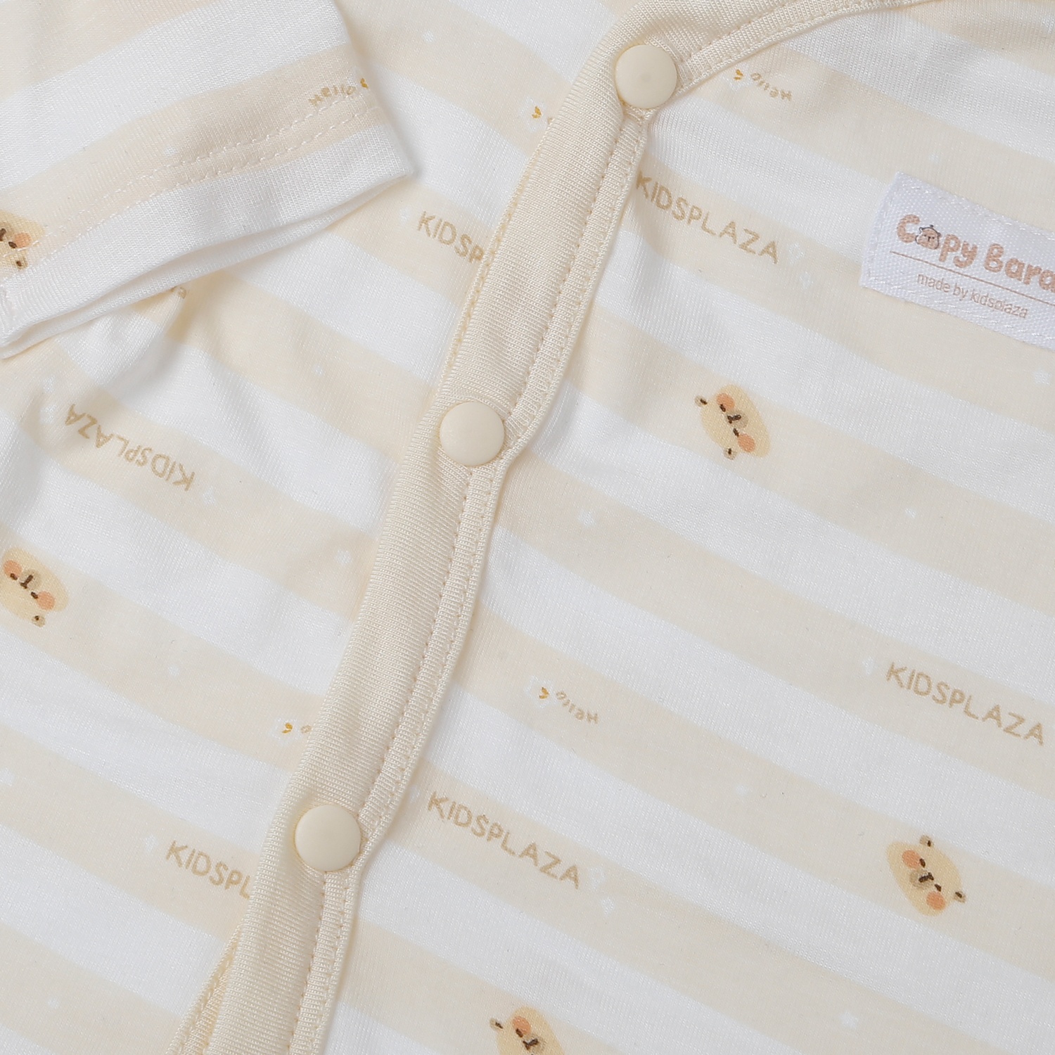 Bộ quần áo dài cài lệch cho bé KidsPlaza kẻ ngang M25T (Be)