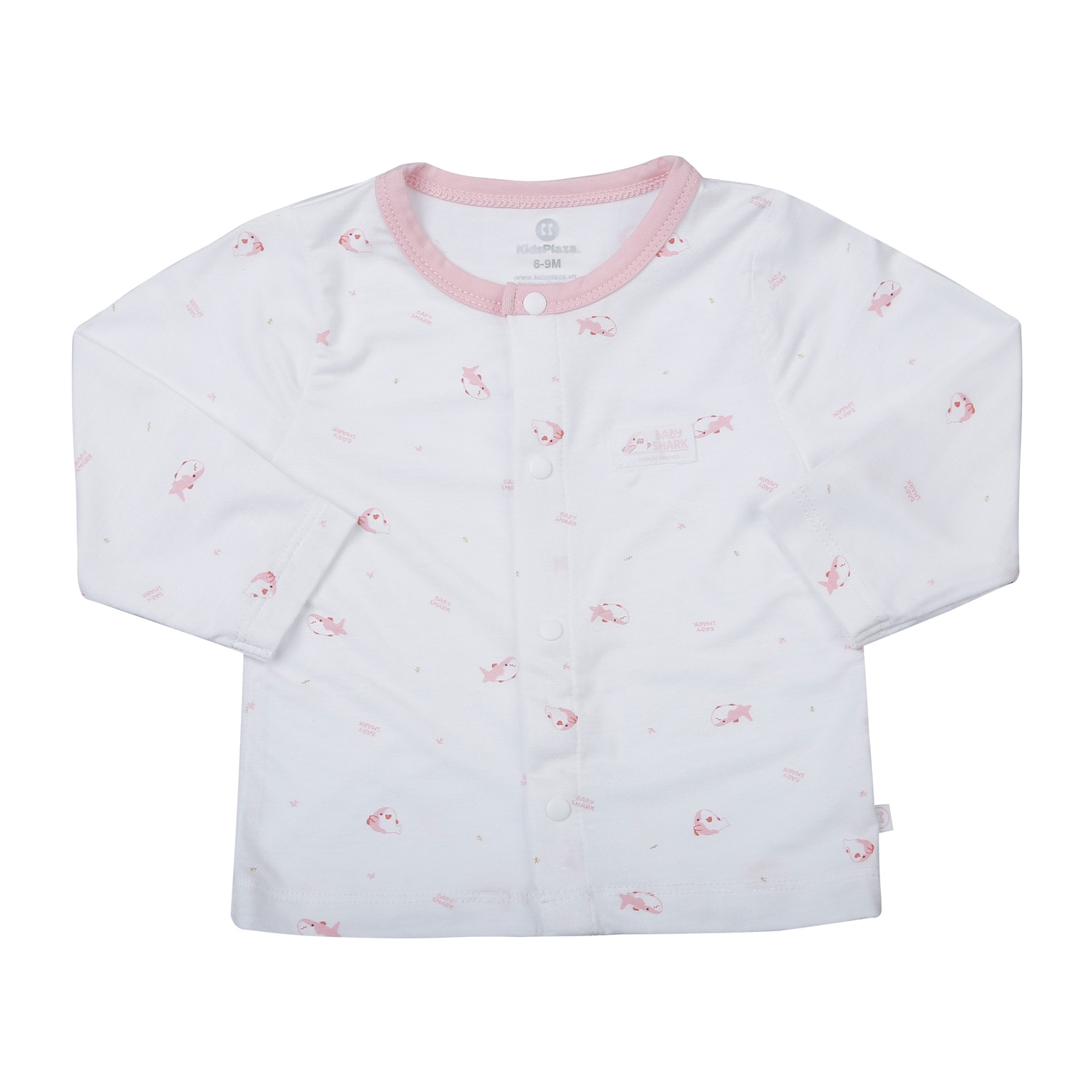 Bộ quần áo dài tay cài giữa KidsPlaza in cá TT25H (Trắng hồng) hình 2