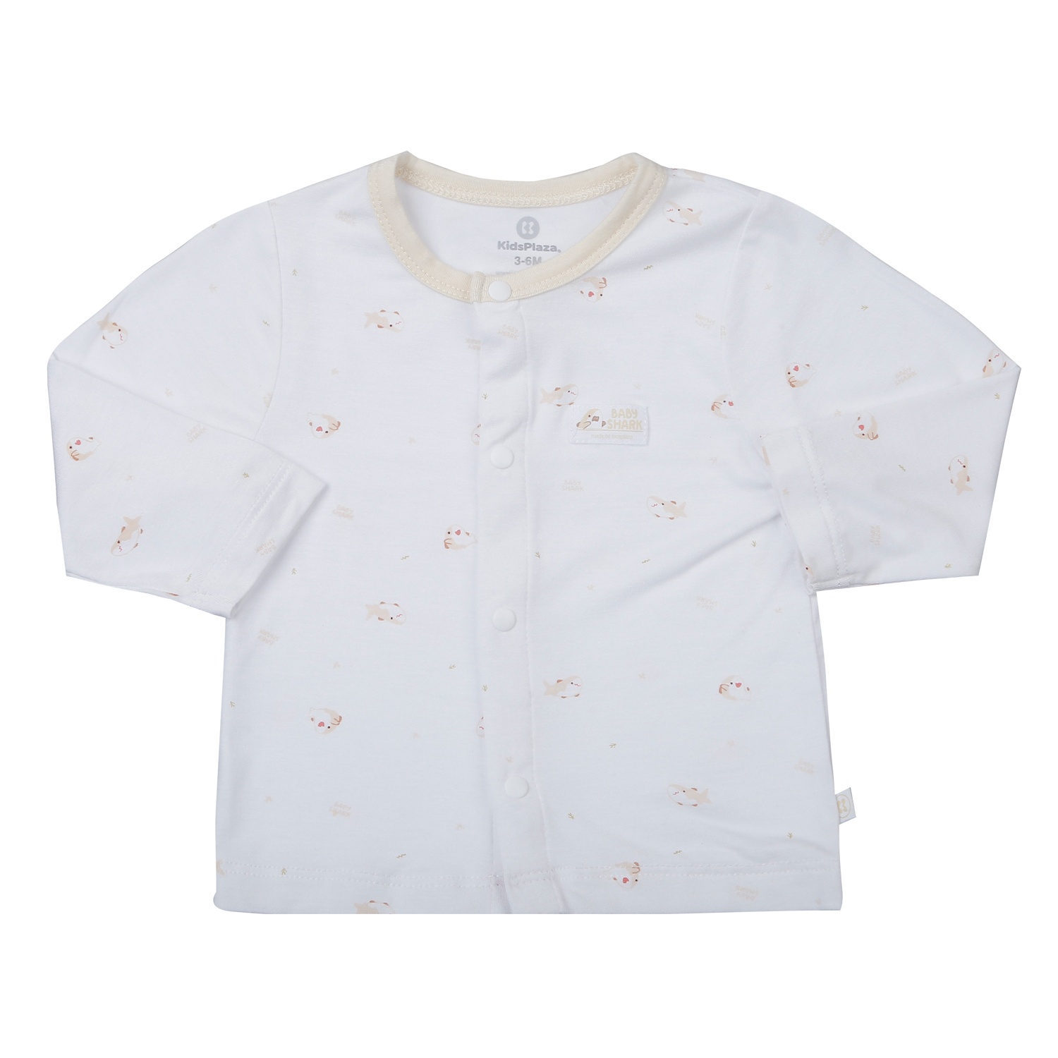 Bộ quần áo dài tay cài giữa KidsPlaza in cá TT25H (Trắng nâu)