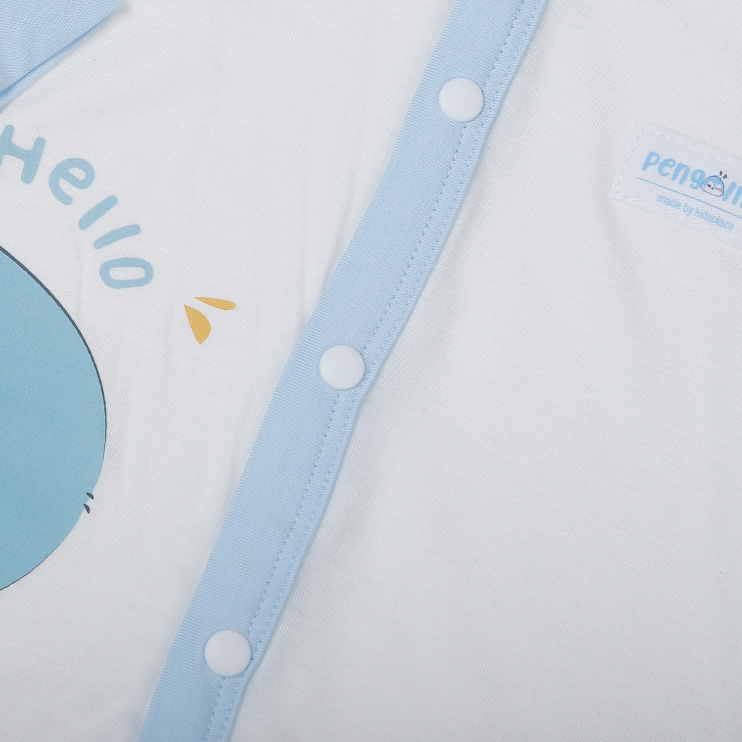 Bộ quần áo dài tay cài giữa KidsPlaza Modal in chim cánh cụt M25T (Trắng xanh)