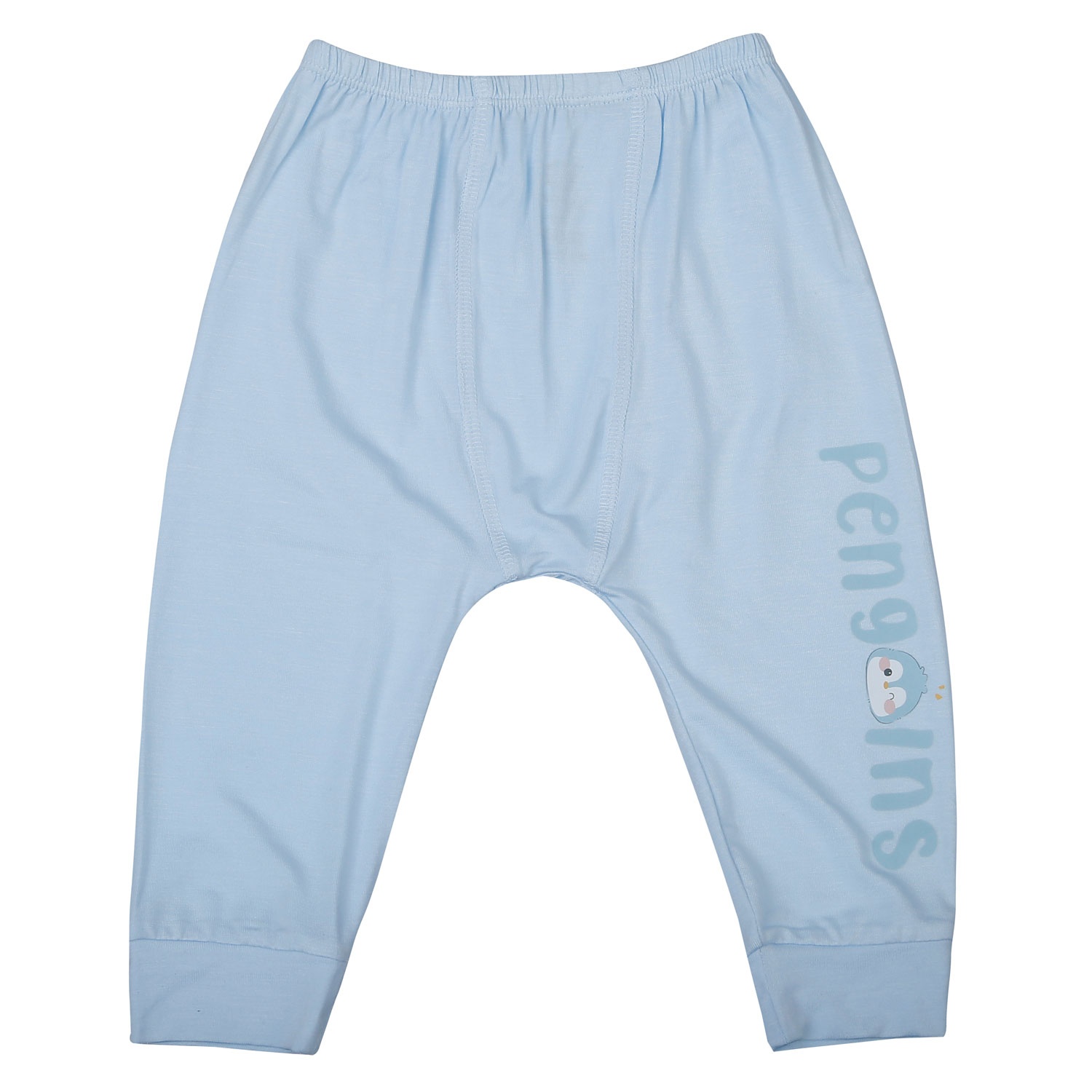 Bộ quần áo dài tay cài giữa KidsPlaza Modal in chim cánh cụt M25T (Trắng xanh)