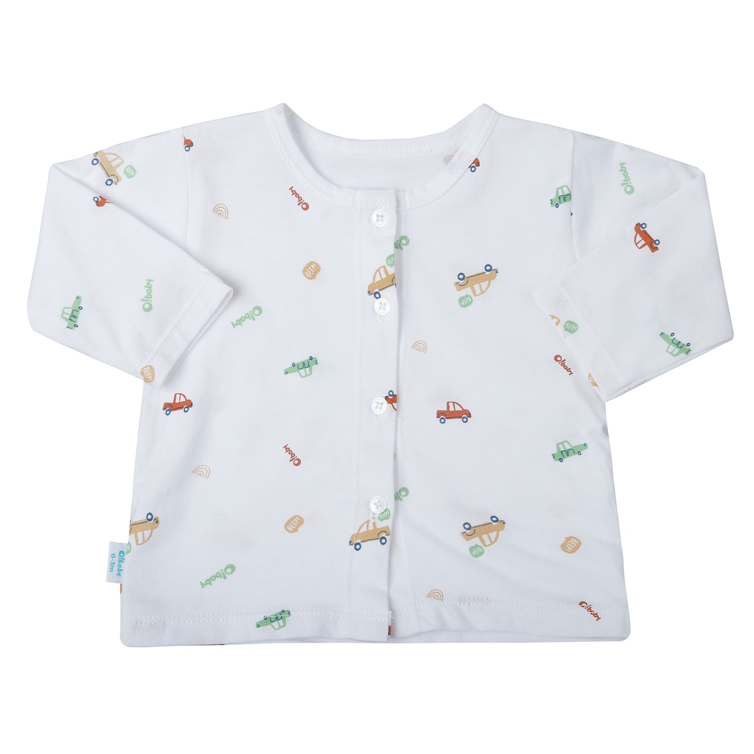 Bộ quần áo dài tay cài giữa O!Baby in oto DN25 (Trắng) hình 2