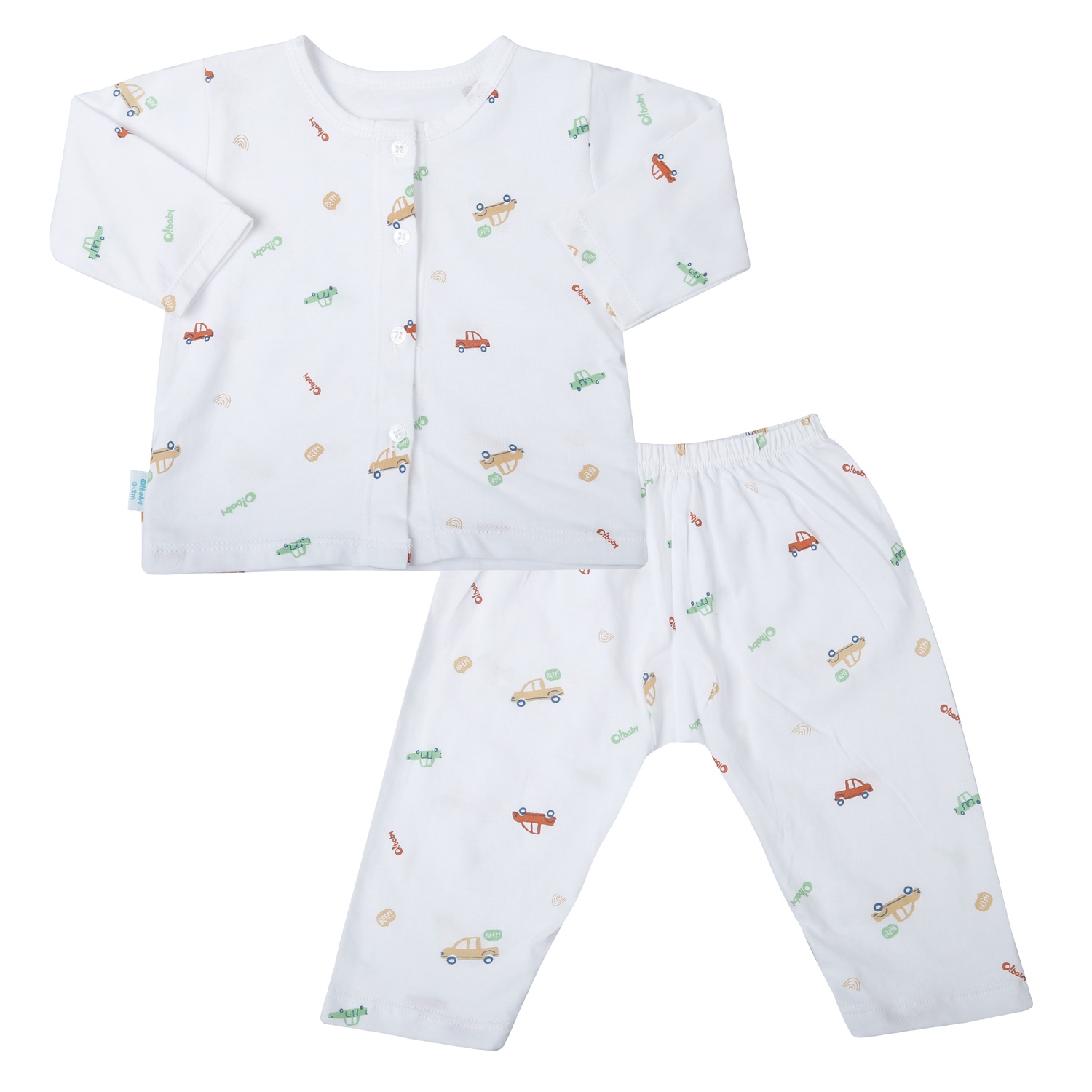 Bộ quần áo dài tay cài giữa O!Baby in oto DN25 (Trắng)