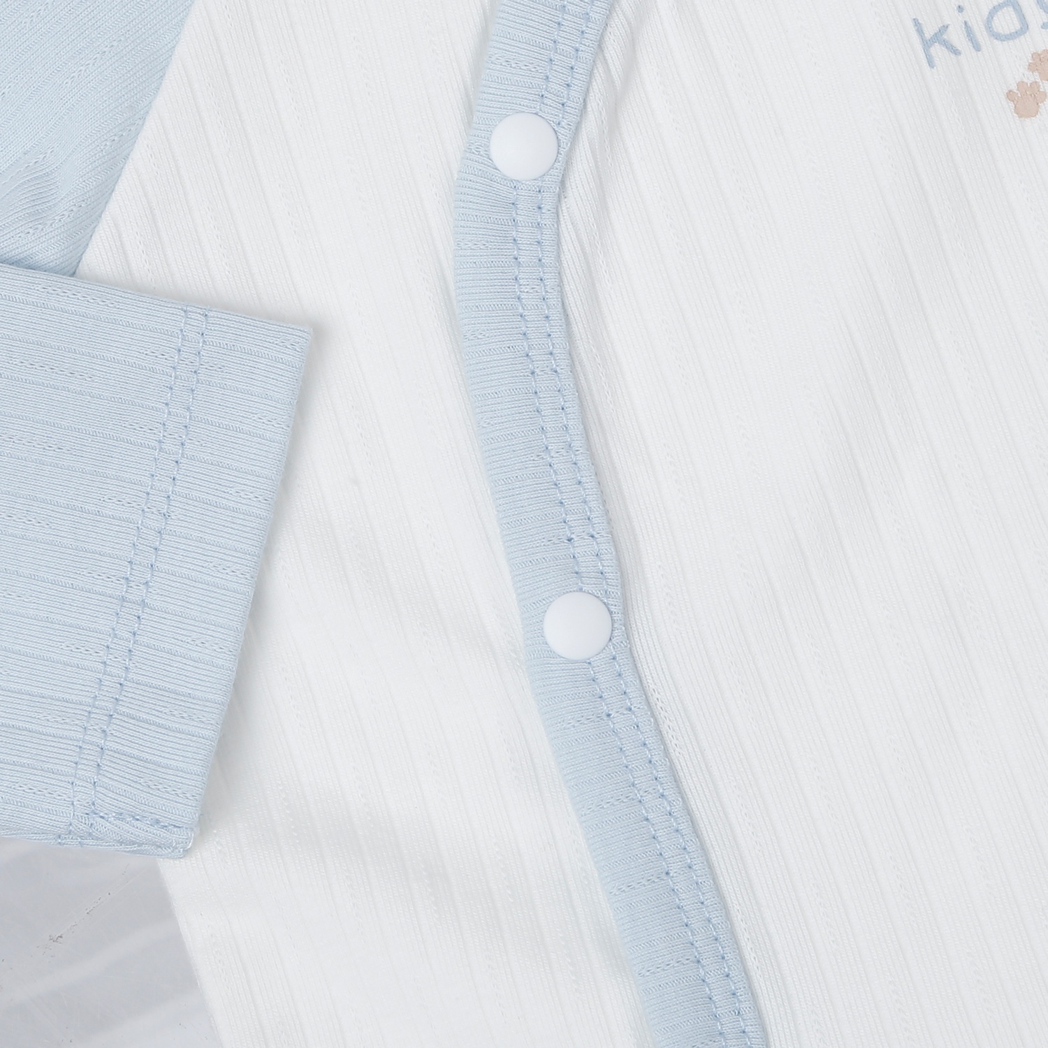 Bộ quần áo dài tay cài lệch KidsPlaza kẻ tăm ND25T (Trắng xanh)