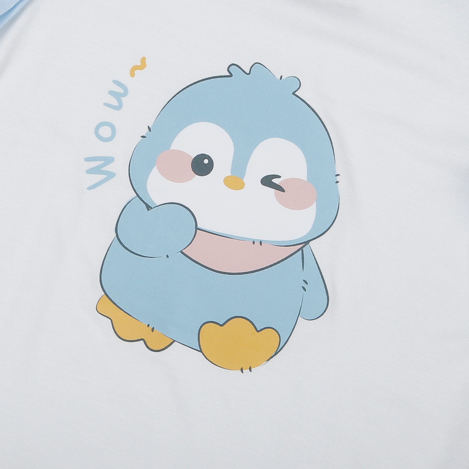 Bộ quần áo dài tay cài vai KidsPlaza Modal in chim cánh cụt M25T (Trắng xanh) hình 3