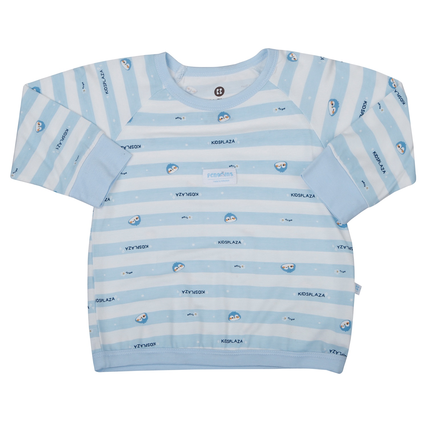 Bộ quần áo dài tay cài vai KidsPlaza Modal kẻ ngang M25T (Xanh) hình 2