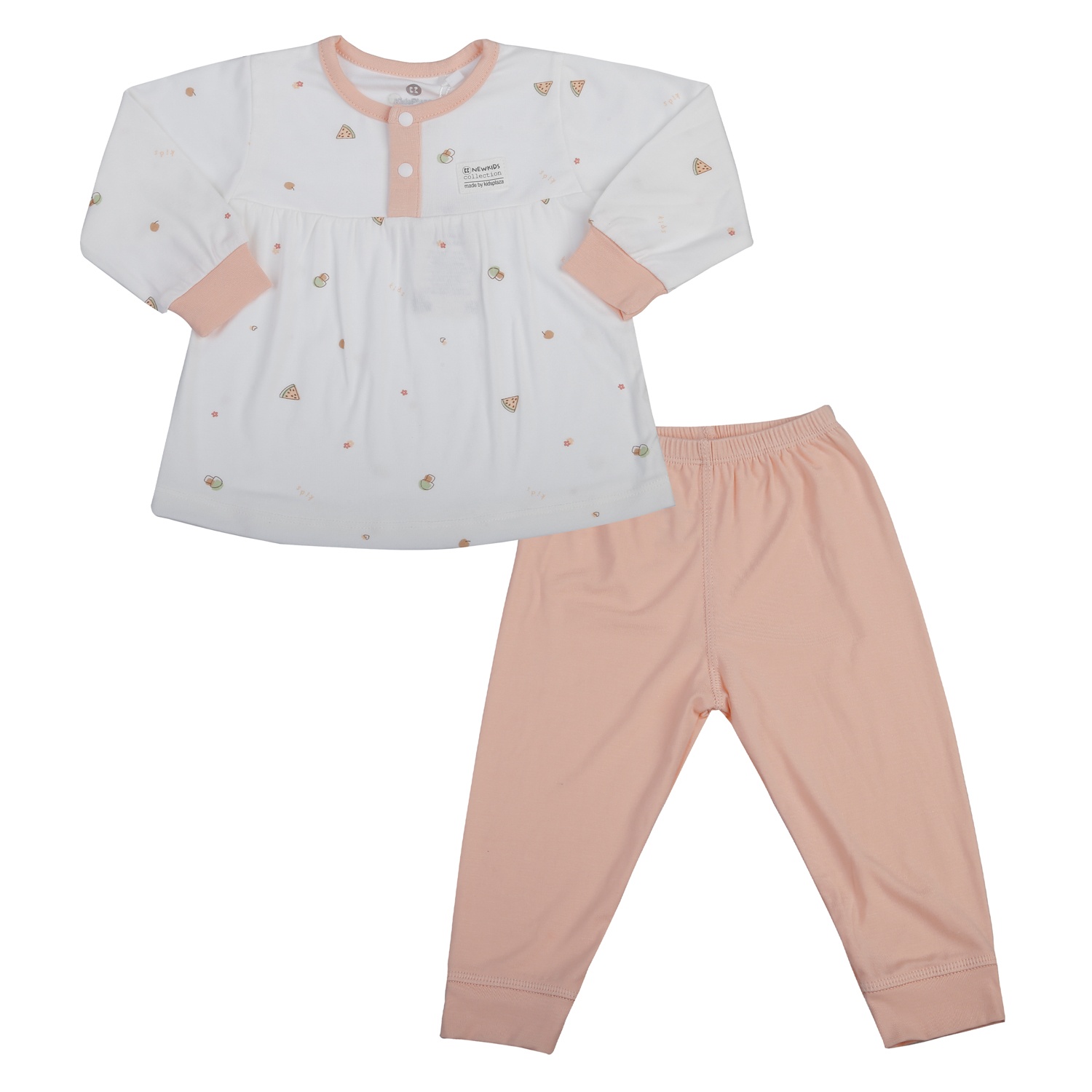 Bộ quần áo dài tay KidsPlaza Otis in dưa ND25T (Hồng)