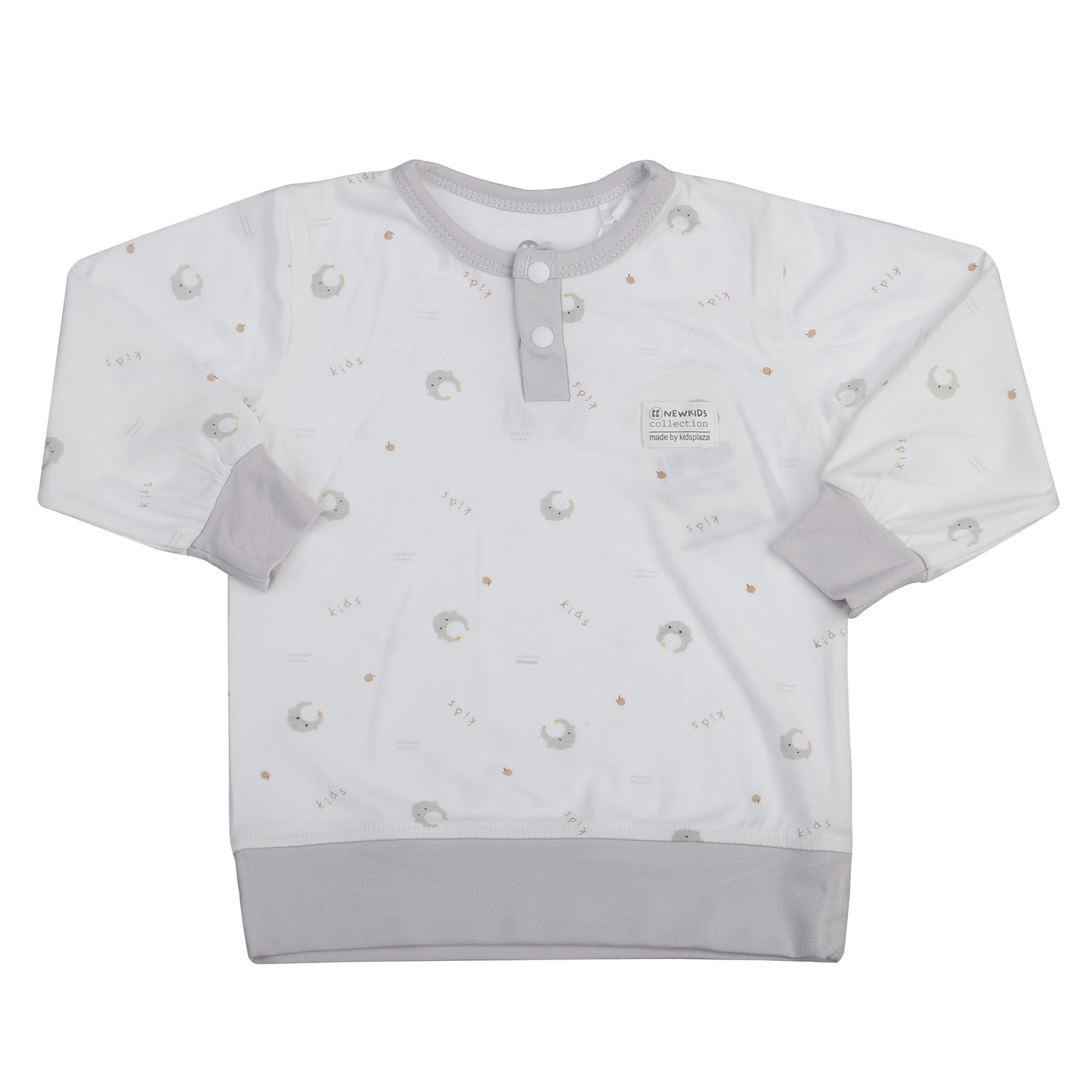 Bộ quần áo dài tay KidsPlaza Otis in gà ND25T (Ghi)