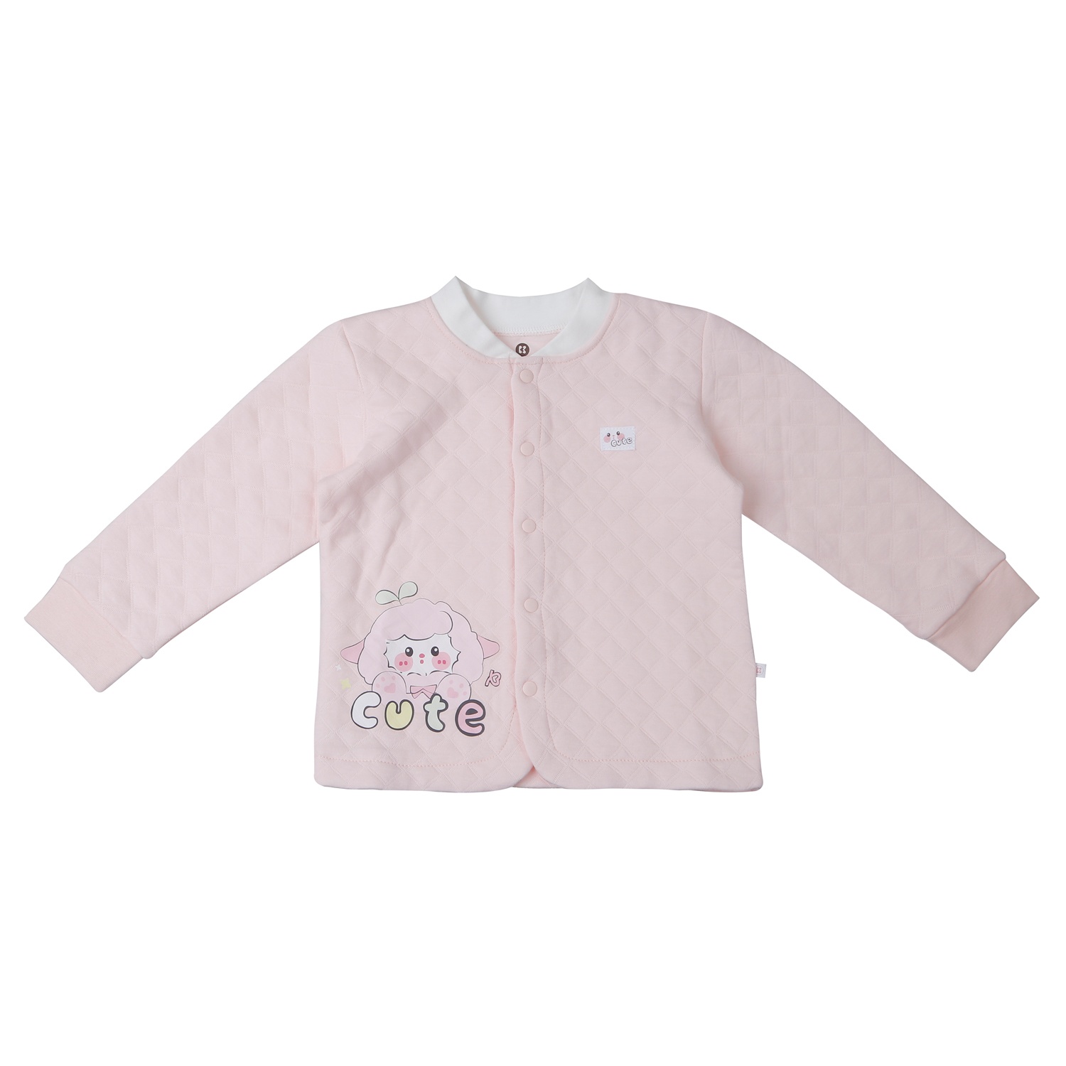 Bộ quần áo dài tay trần bông cài giữa KidsPlaza M25D (Hồng)