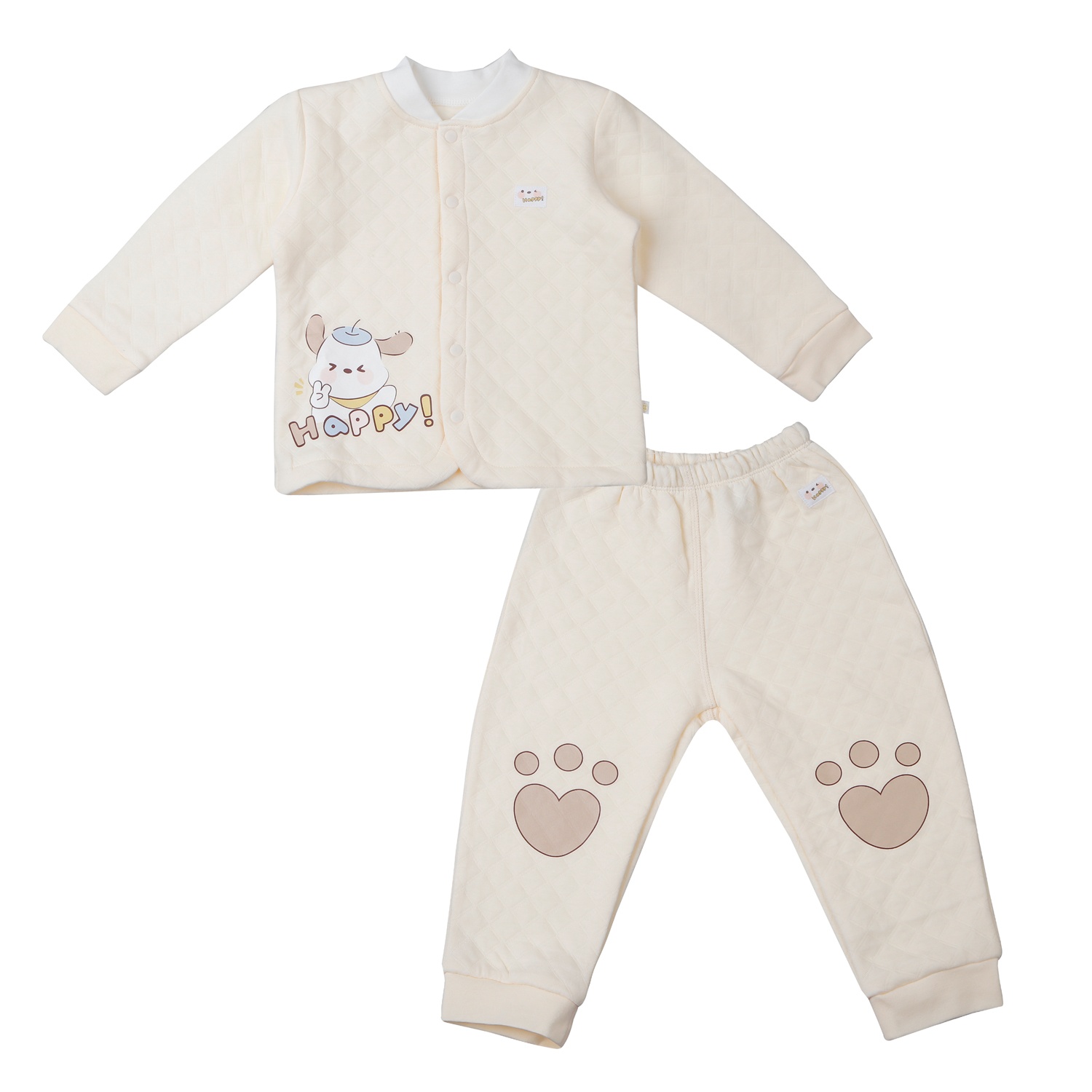 Bộ quần áo dài tay trần bông cài giữa KidsPlaza M25D (Vàng)