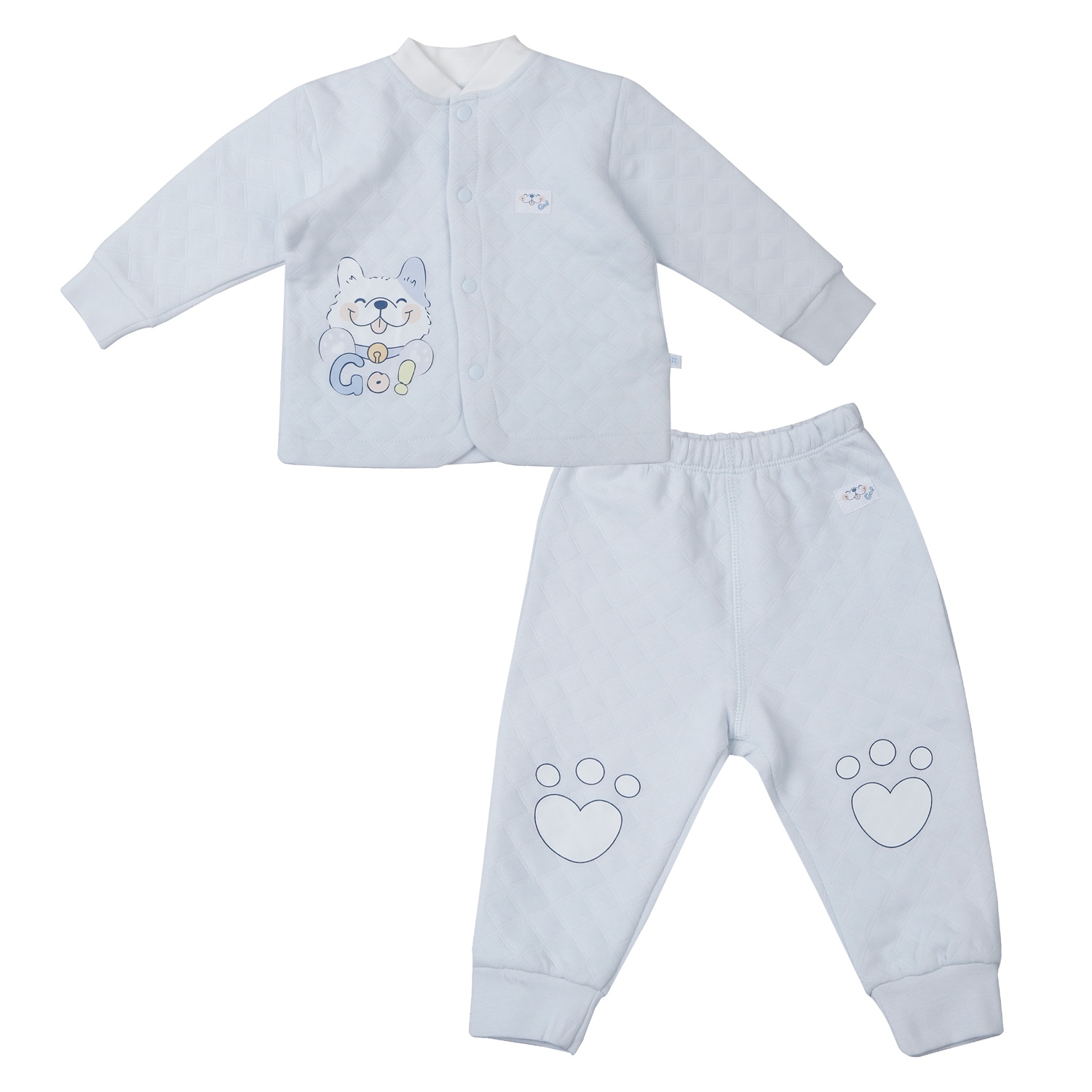 Bộ quần áo dài tay trần bông cài giữa KidsPlaza M25D (Xanh)