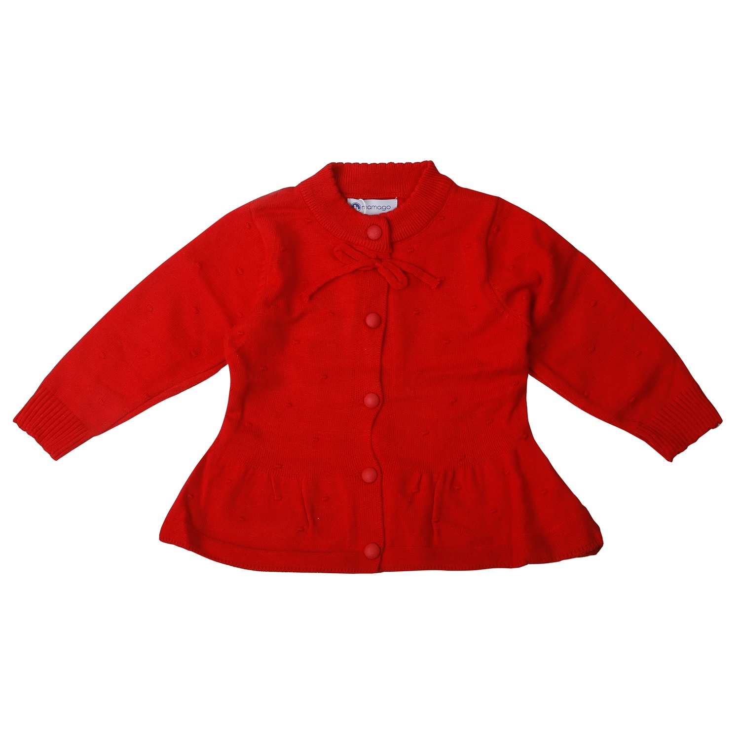 Bộ quần áo len bé gái Mamago cài nơ 25M-QA04 (Đỏ)