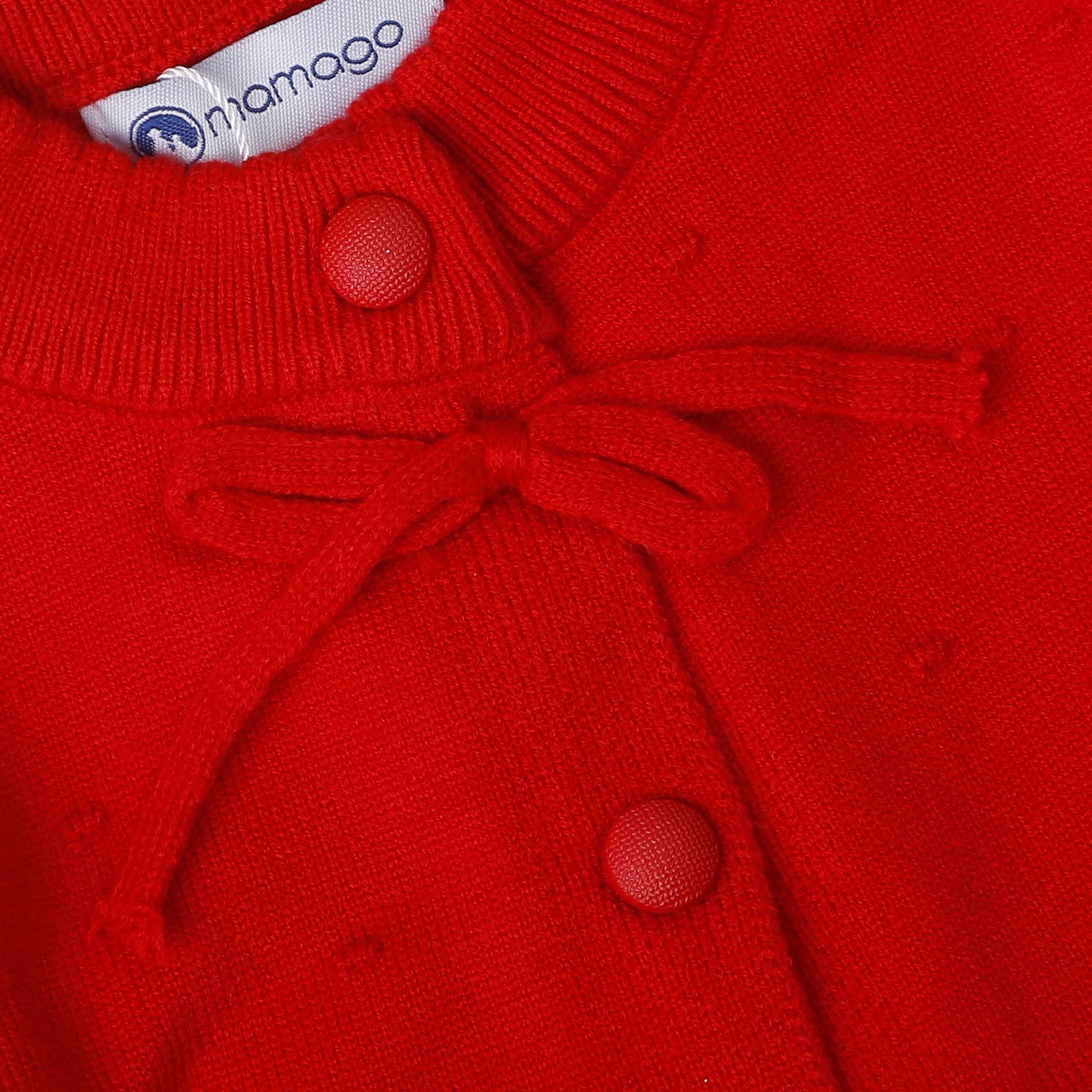 Bộ quần áo len bé gái Mamago cài nơ 25M-QA04 (Đỏ)