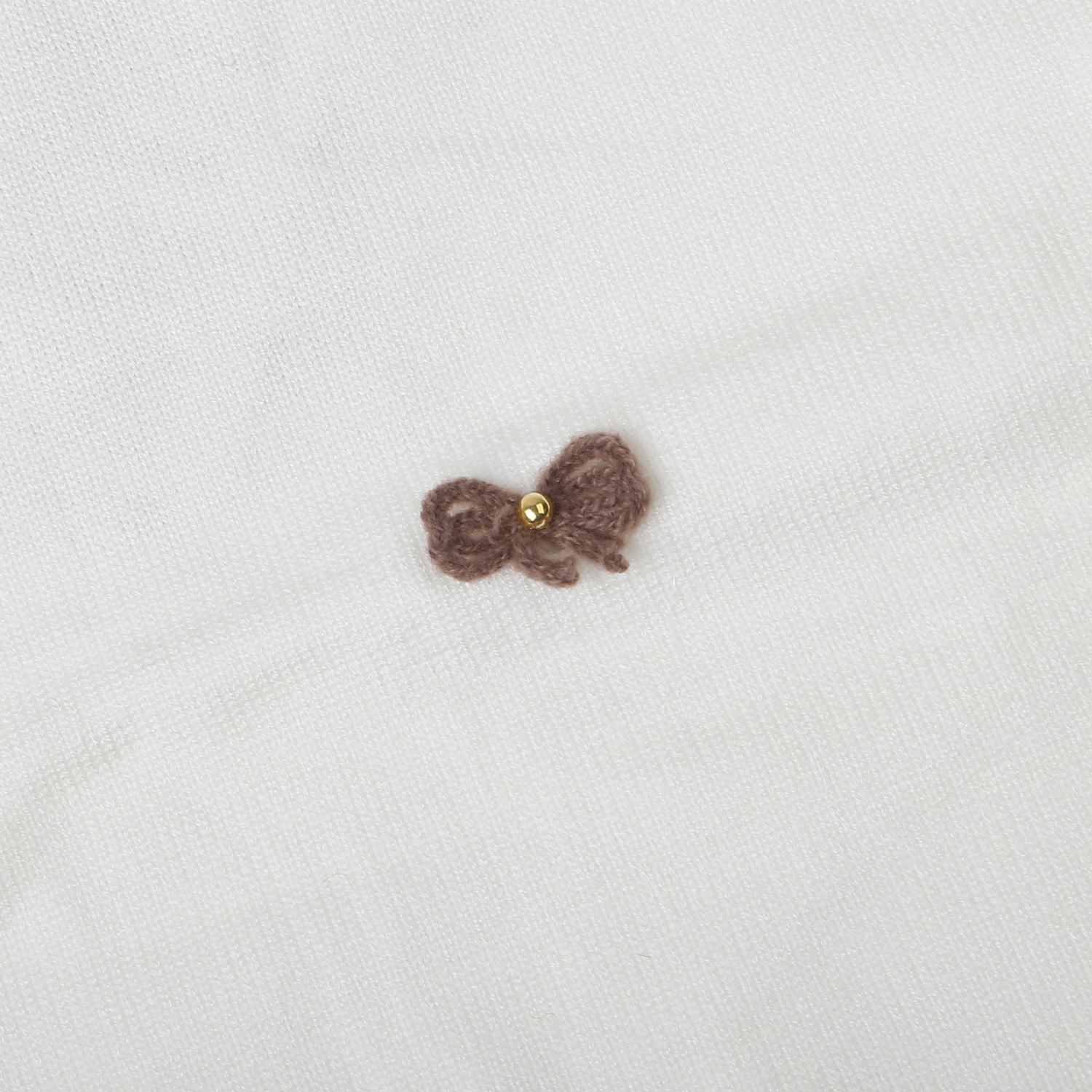 Bộ quần áo len bé gái Mamago đính nơ 25M-QA03 (Trắng nâu)