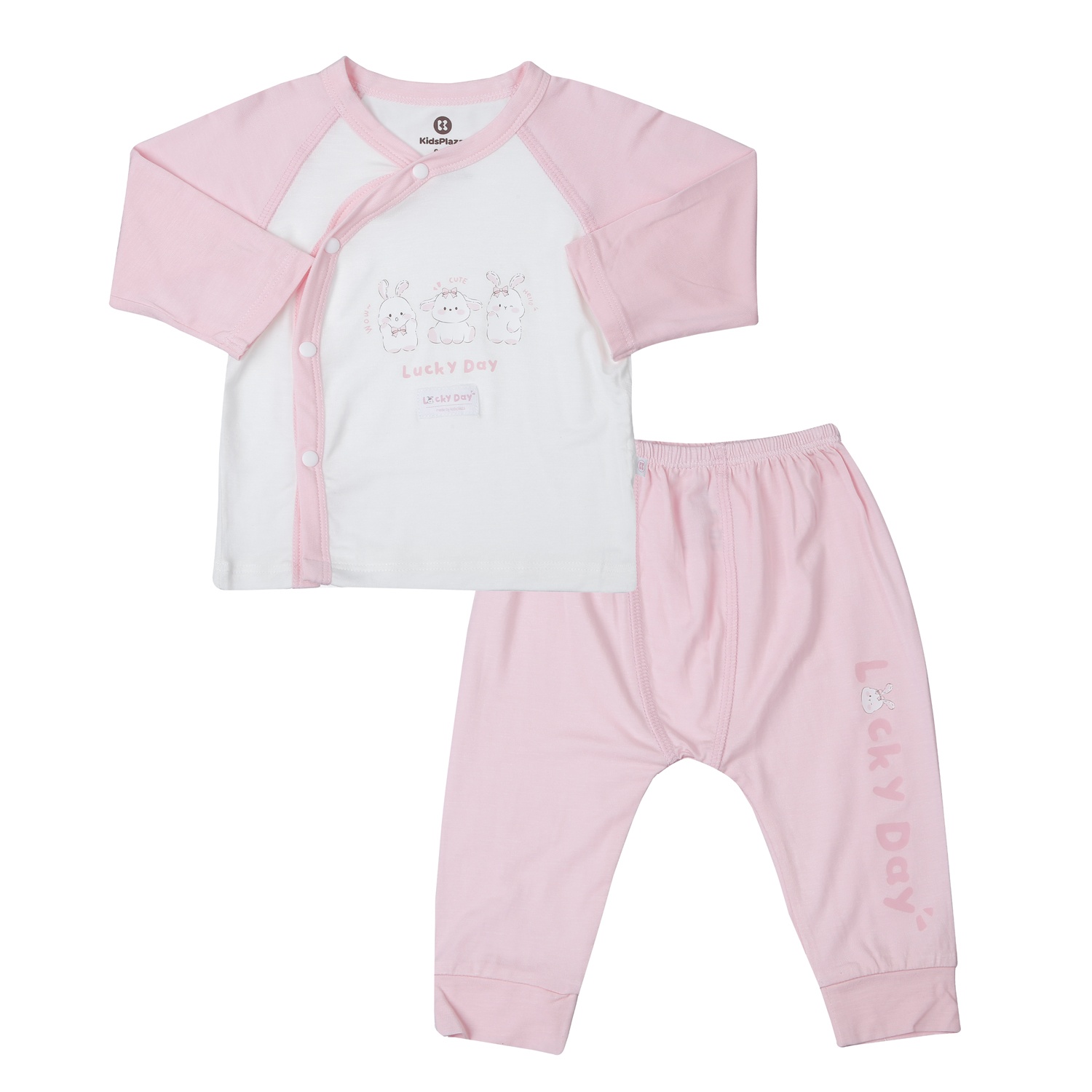 Bộ dài tay cài lệch KidsPlaza Modal in thỏ M25T (Hồng)