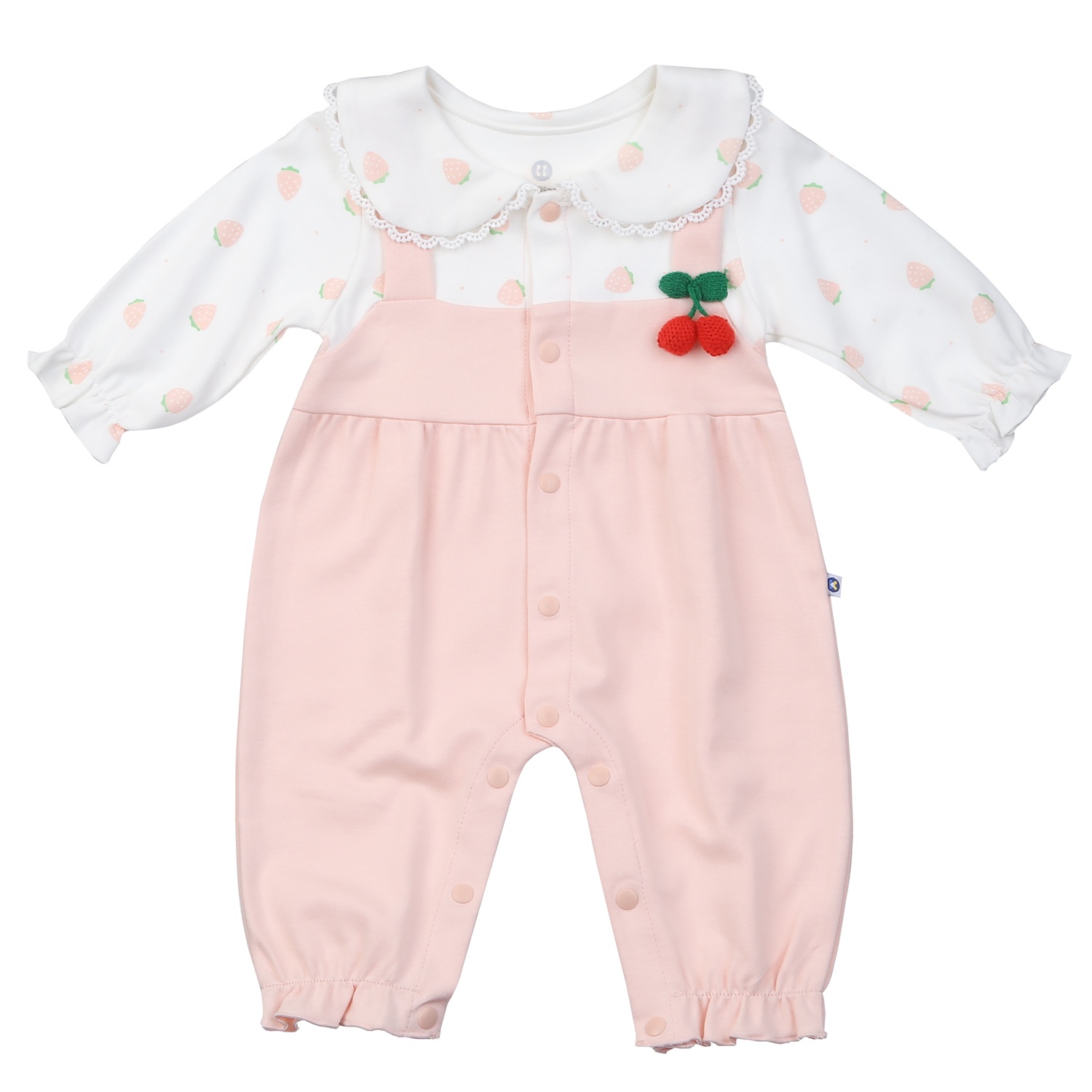 Bộ body bé gái KidsPlaza yếm in dâu HN24T ( Trắng hồng) hình 1