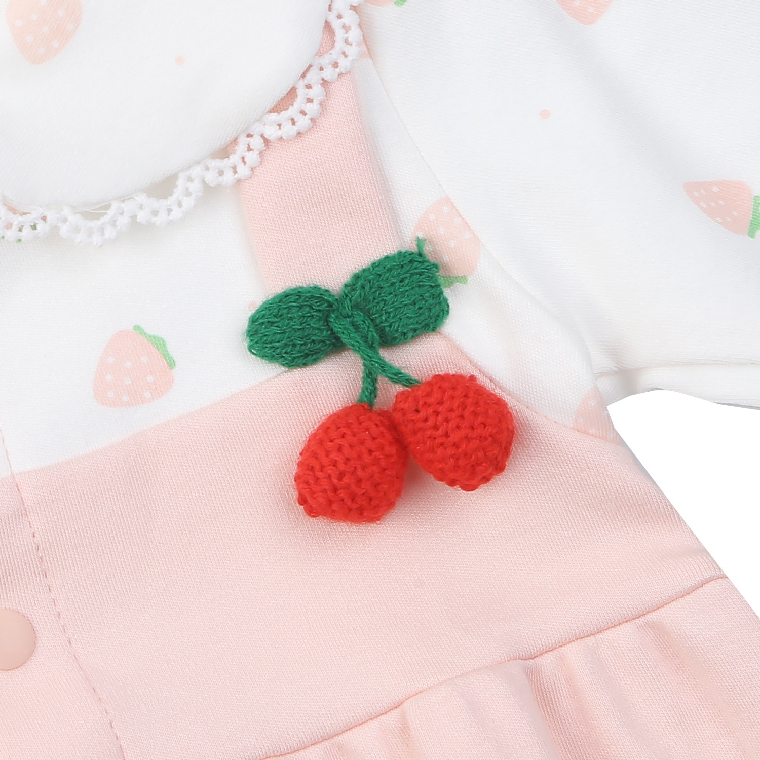 Bộ body bé gái KidsPlaza yếm in dâu HN24T ( Trắng hồng) hình 2