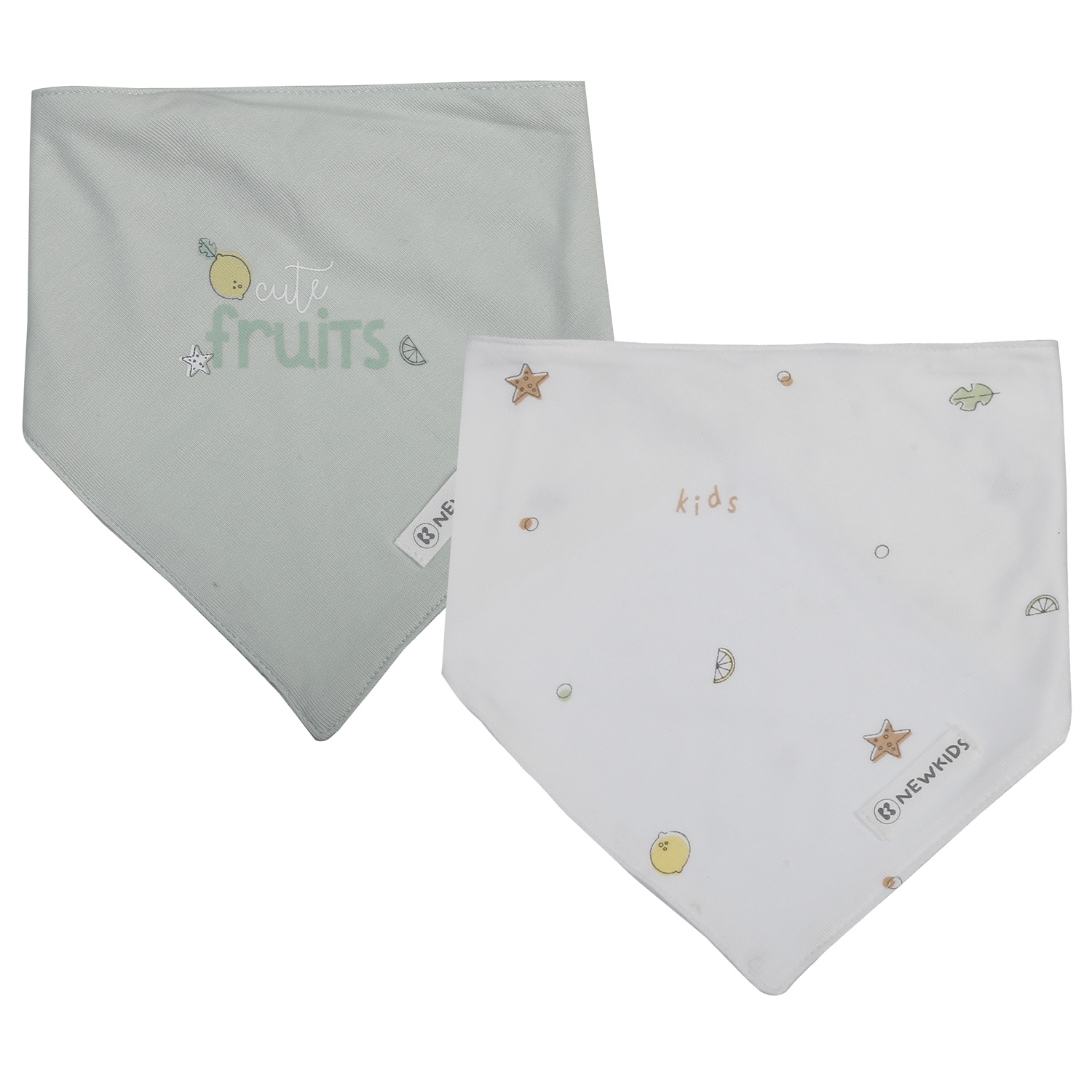 Set 2 yếm tam giác KidsPlaza Otis in chanh ND25T (Trắng xanh)