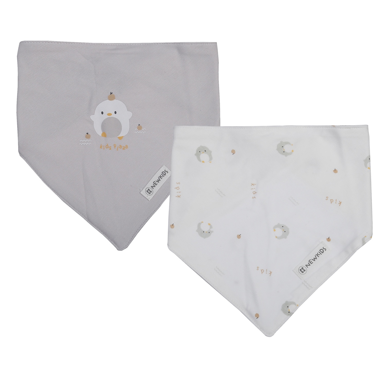 Set 2 yếm tam giác KidsPlaza Otis in gà ND25T (Trắng ghi)