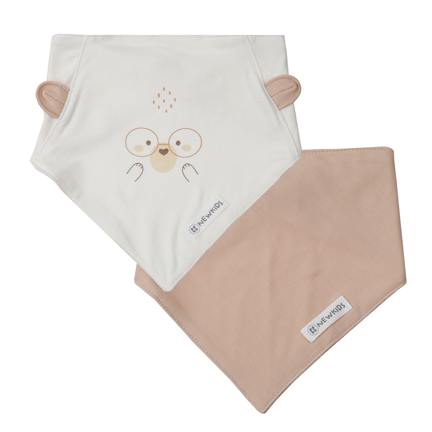 Set 2 yếm tam giác KidsPlaza Otis in gấu ND25T (Be)