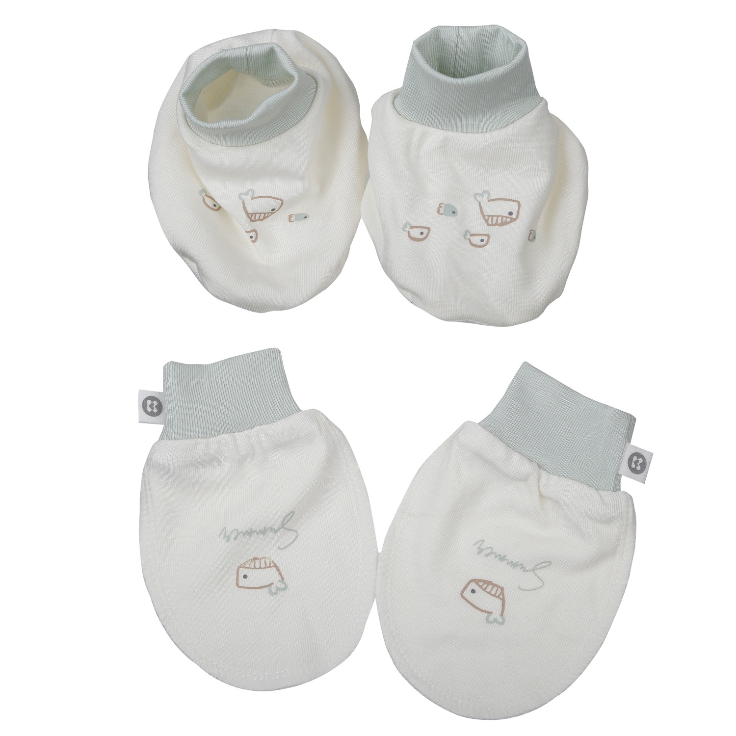 Set bao tay chân KidsPlaza Otis in cá ND26H (Trắng xanh) hình 1