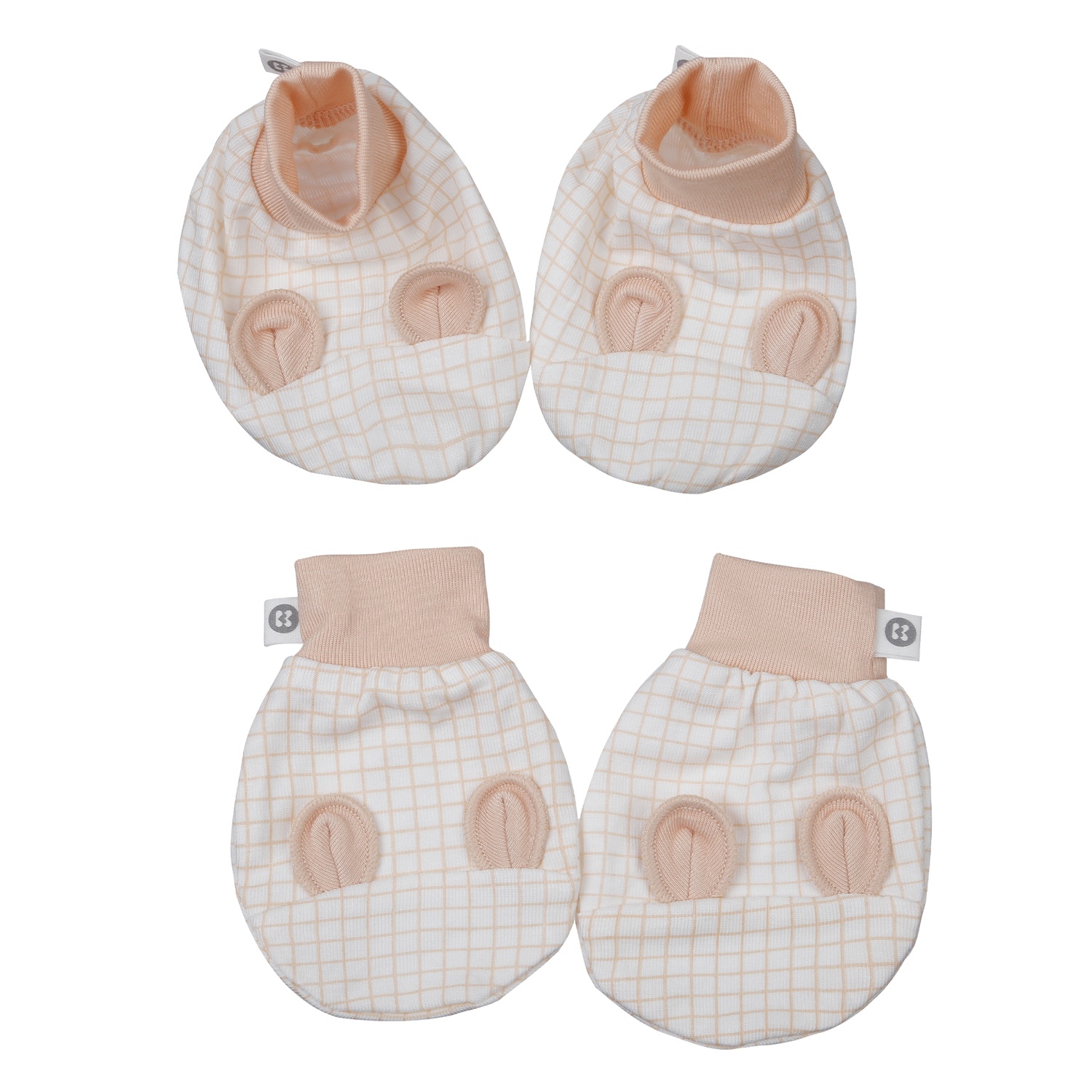 Set bao tay chân KidsPlaza Otis kẻ ô ND26H (Nâu) hình 1