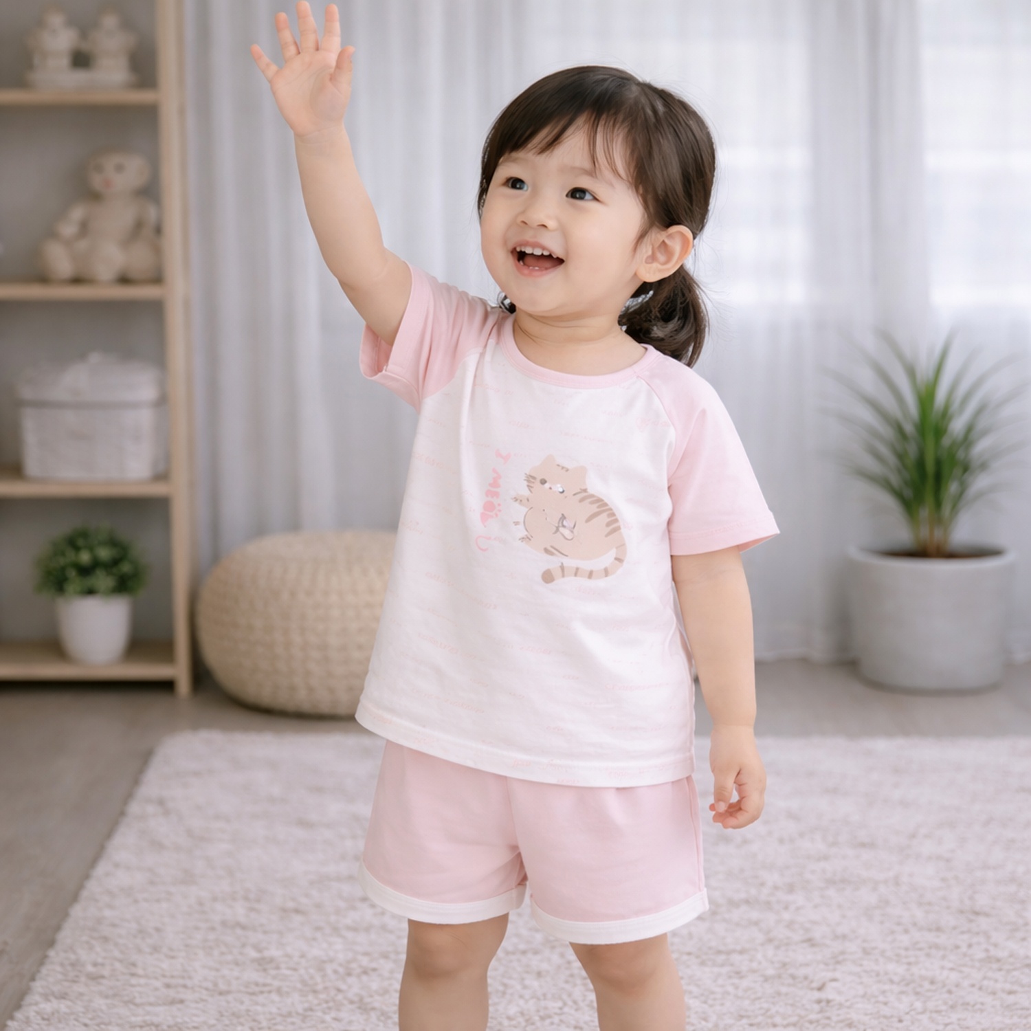 Bộ cộc cài vai KidsPlaza tay zec-lan M26H (Trắng hồng) hình 3