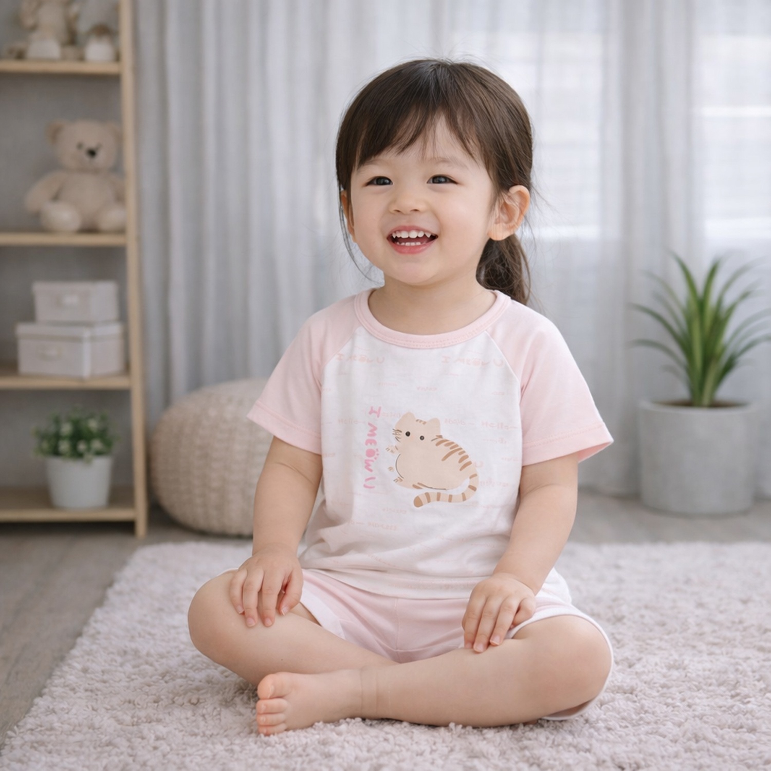 Bộ cộc cài vai KidsPlaza tay zec-lan M26H (Trắng hồng) hình 2