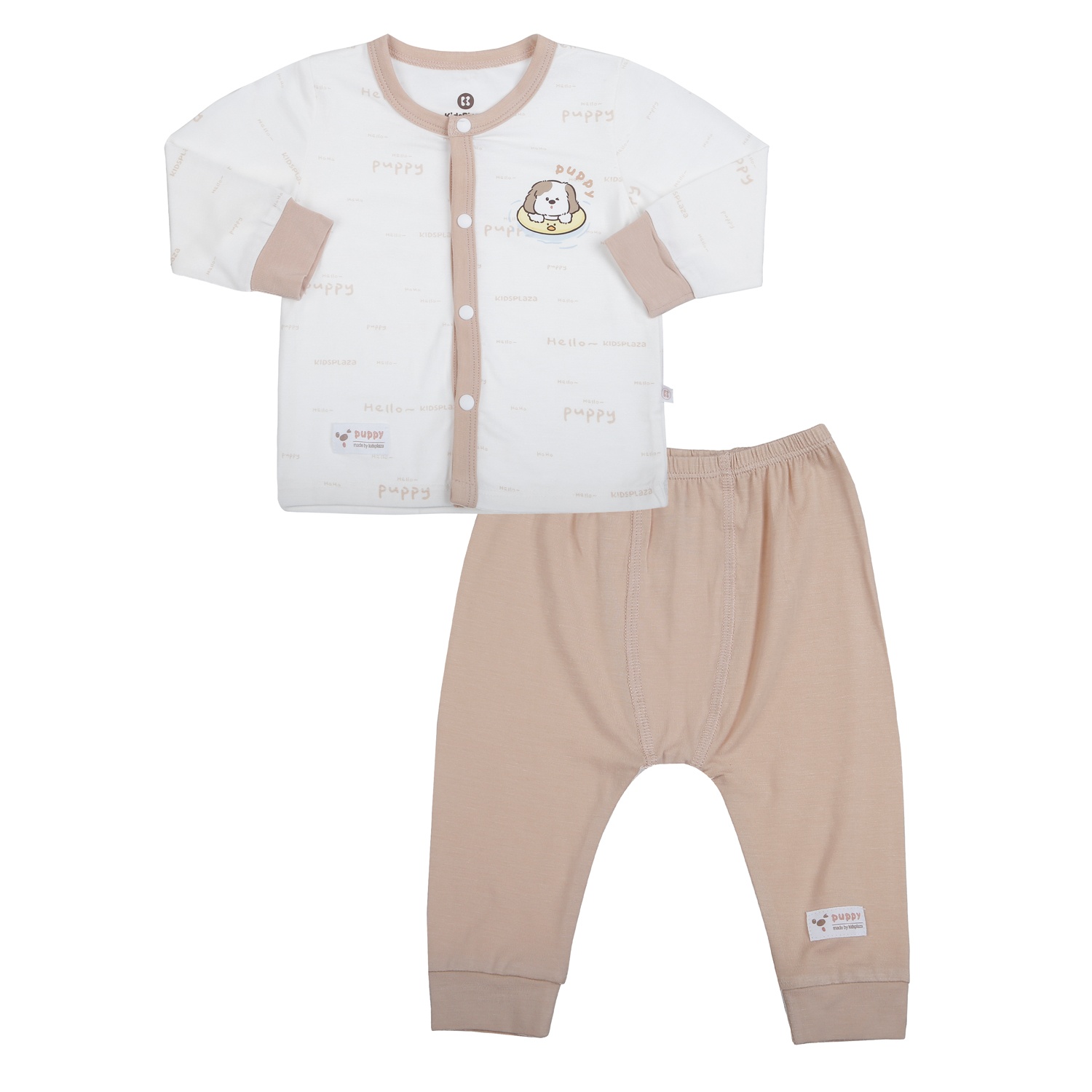 Bộ quần áo dài tay KidsPlaza in cún M26H (Trắng be)  hình 1