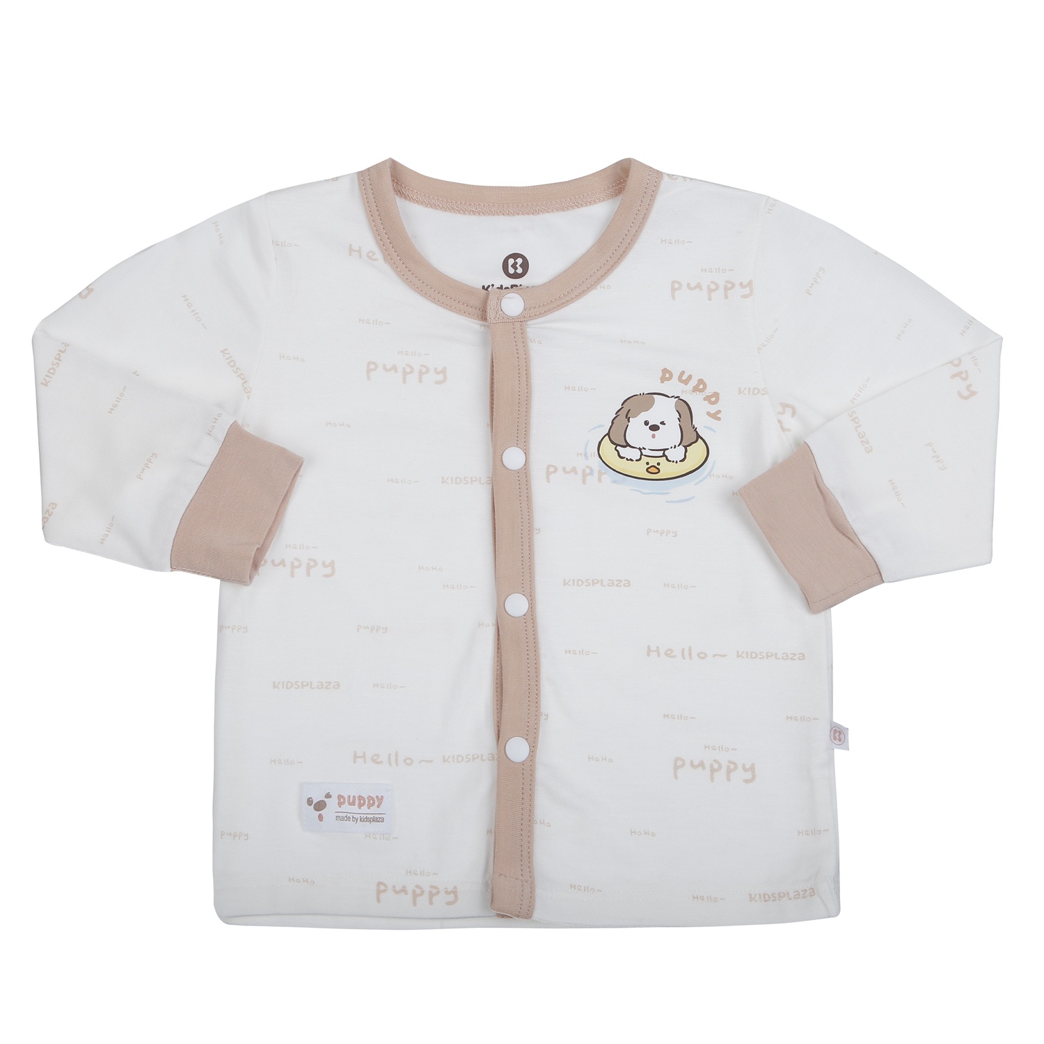 Bộ quần áo dài tay KidsPlaza in cún M26H (Trắng be)  hình 3